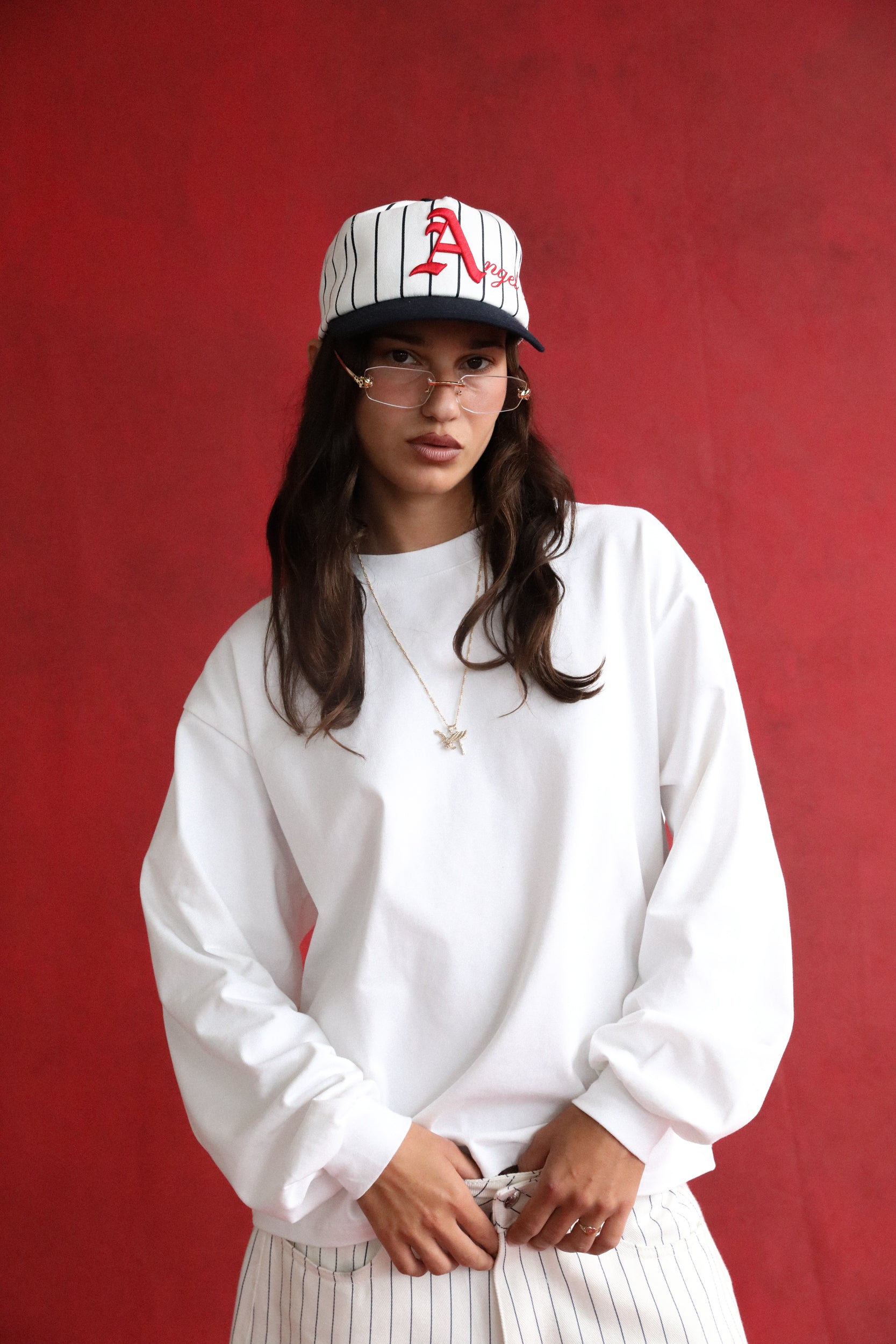 Pinstripe Script Hat