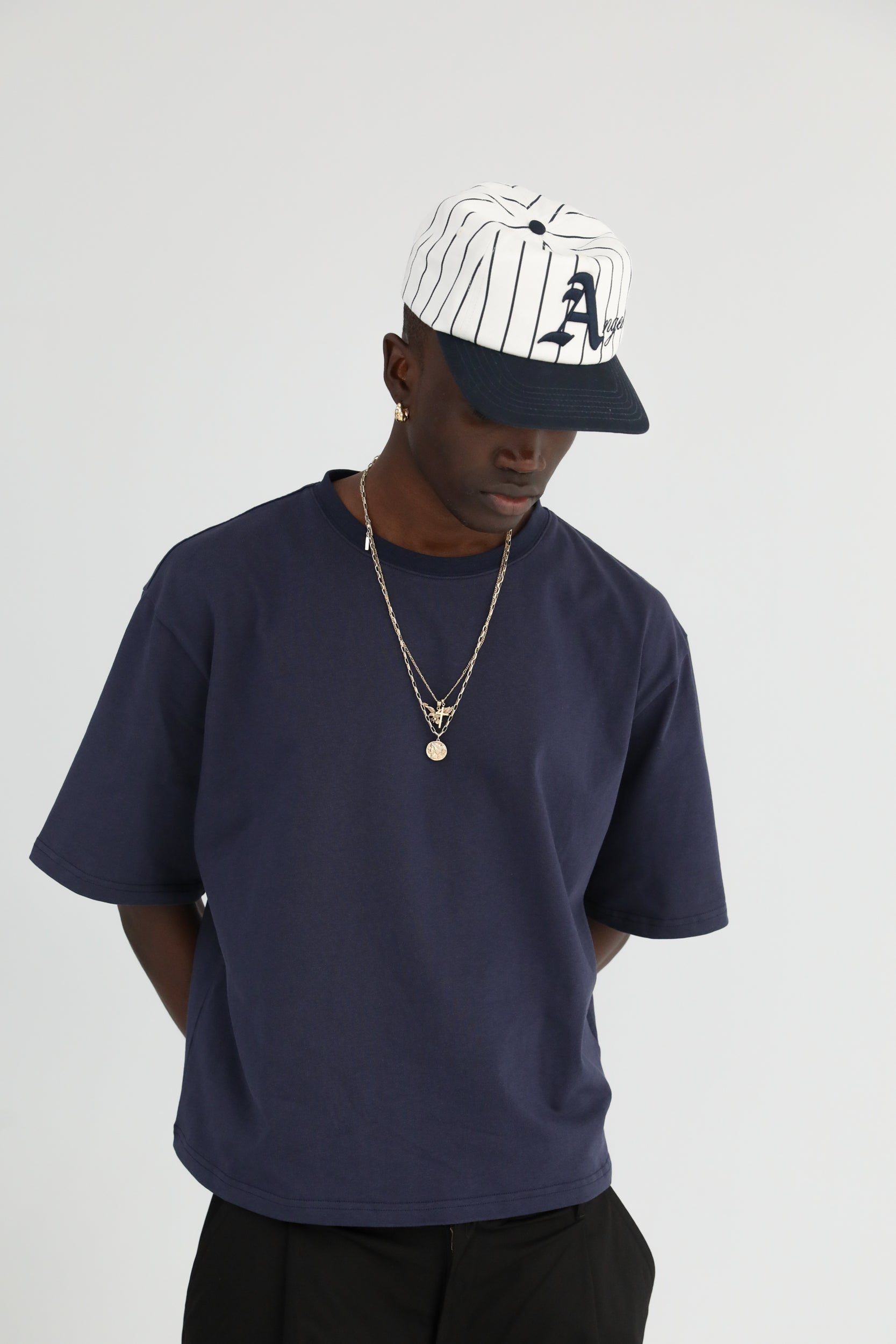 Navy Pinstripe Hat