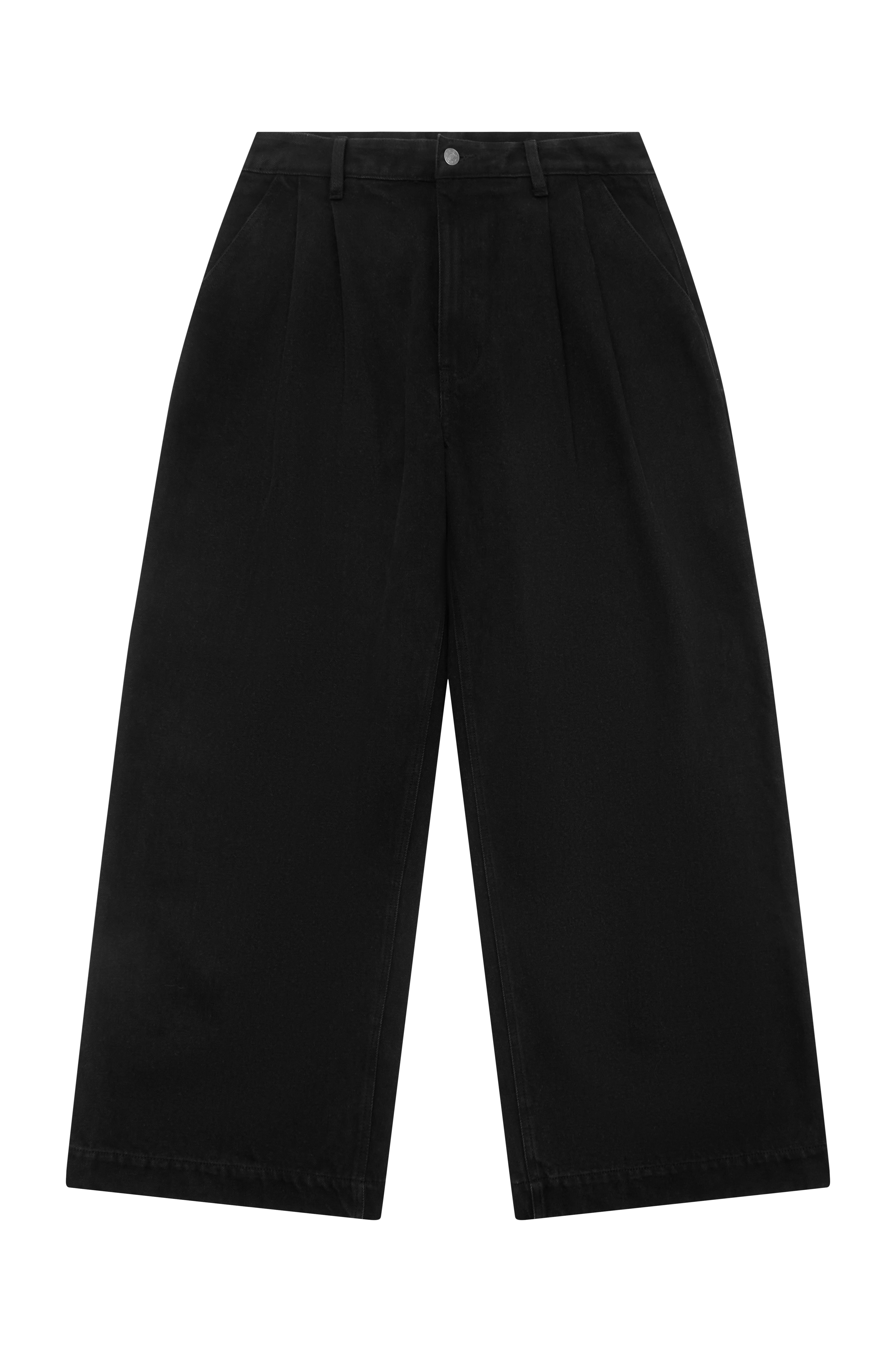 Pre-Order: AB Double Pleated Black Denim