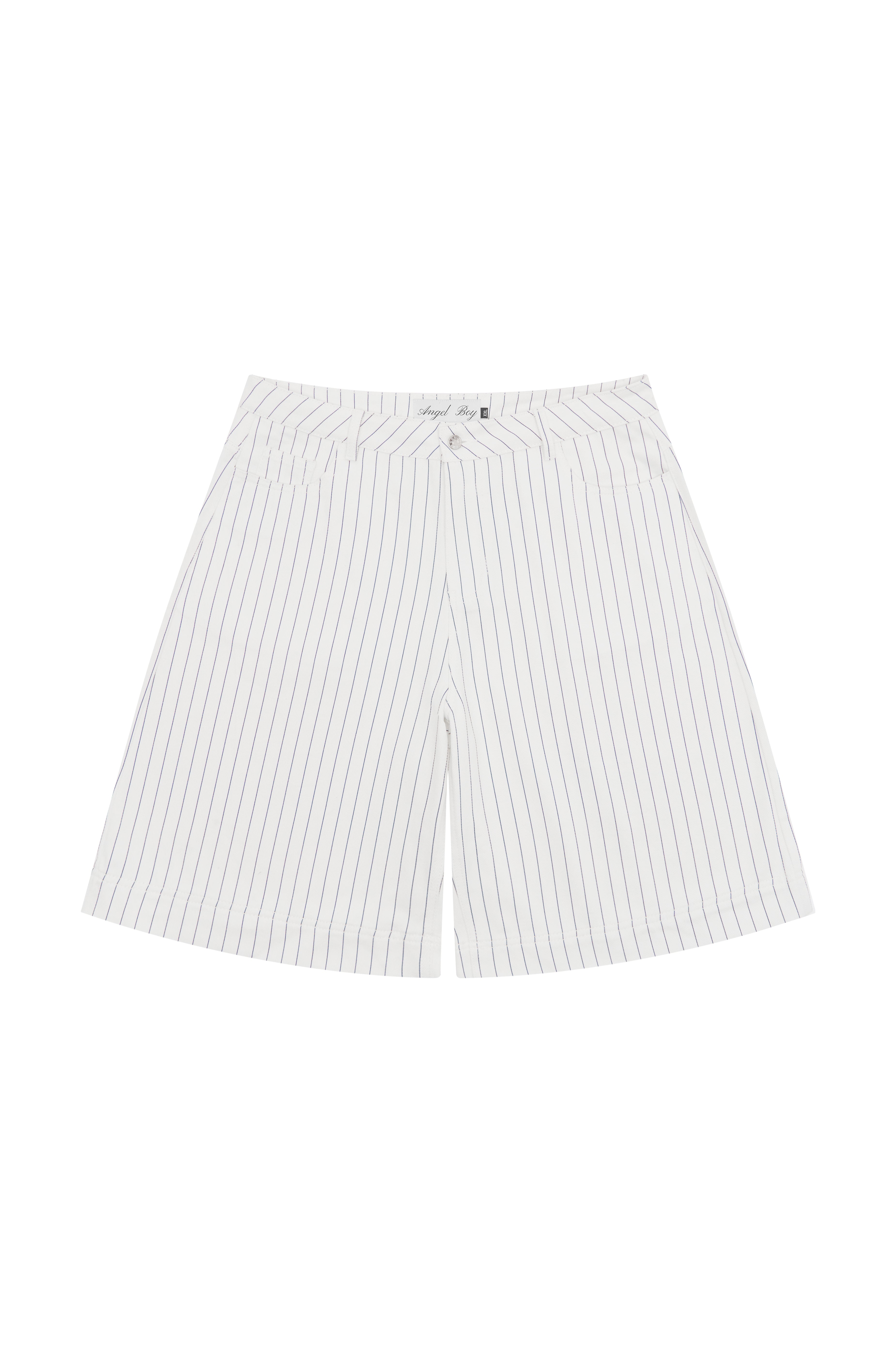 White Pinstripe Denim Shorts