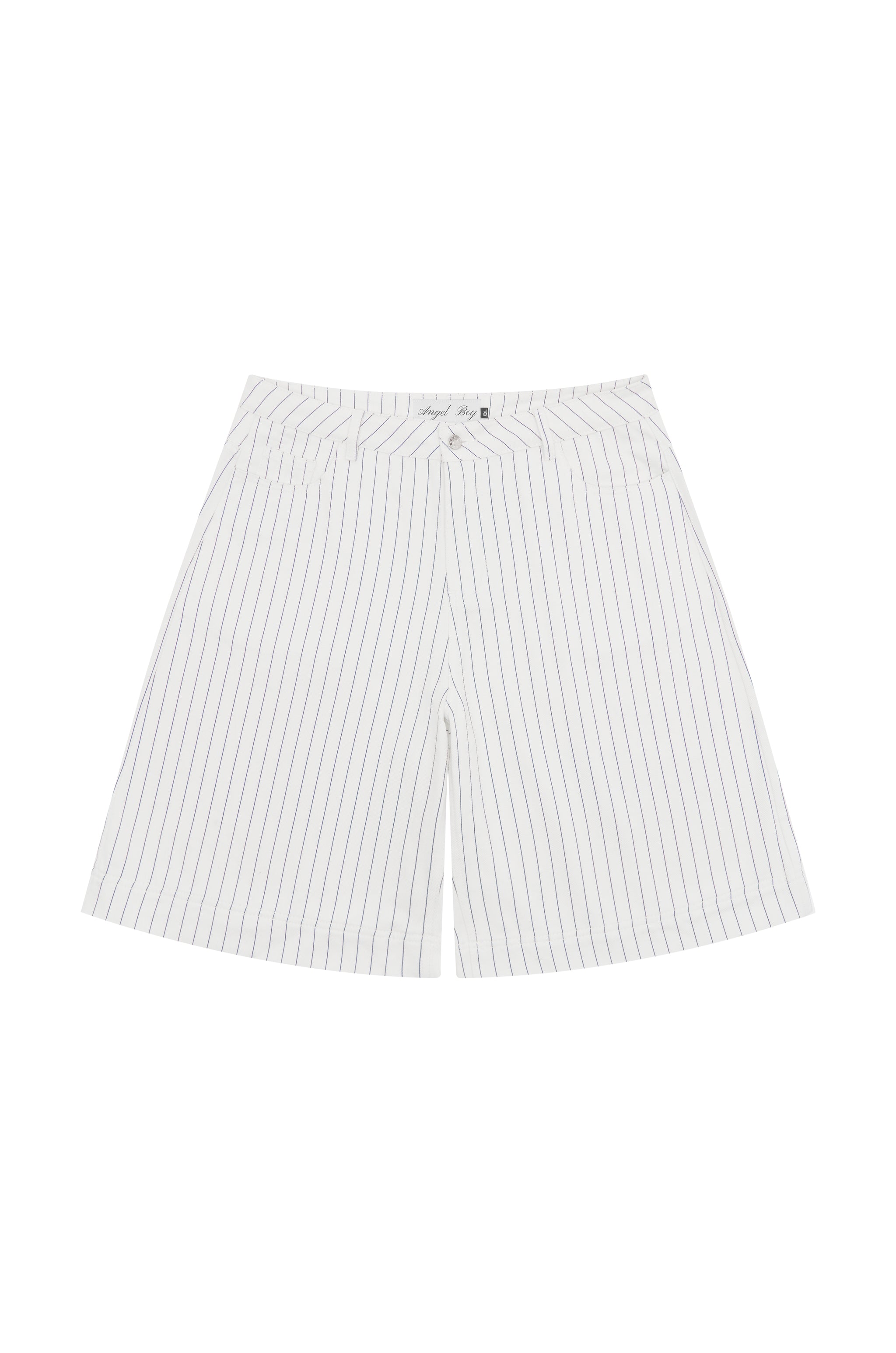 White Pinstripe Denim Shorts