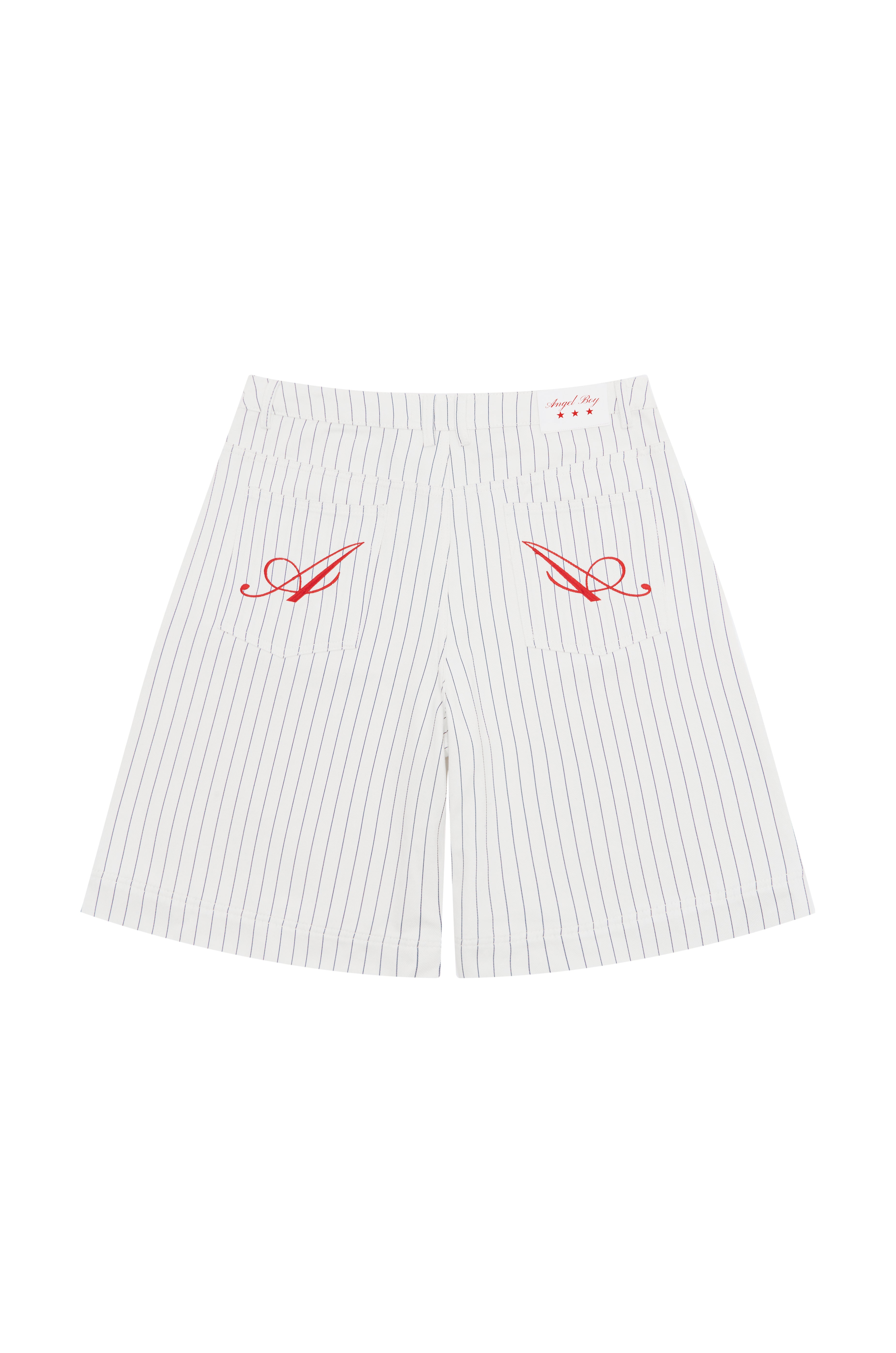 White Pinstripe Denim Shorts