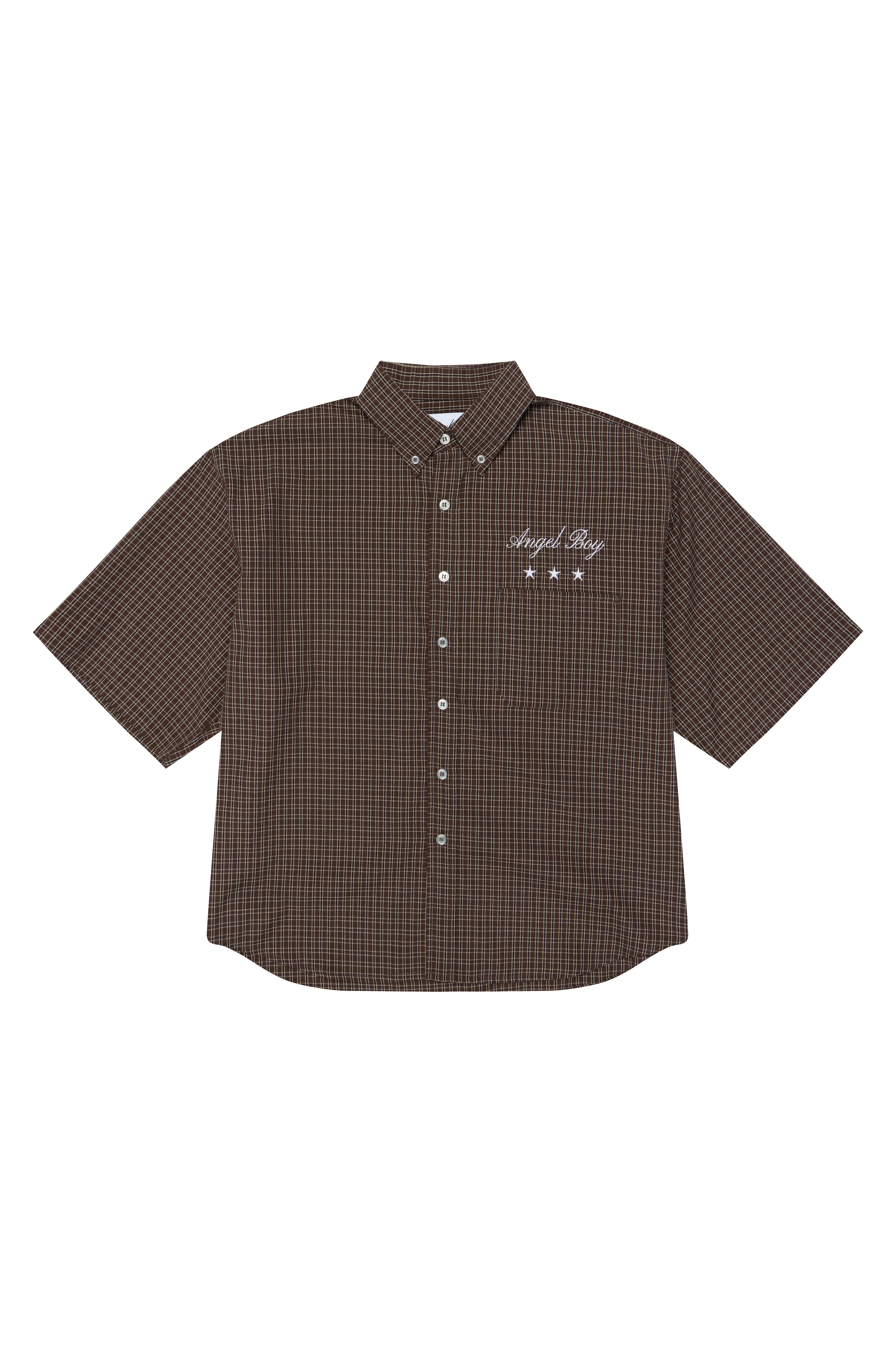 Angel Boy Brown Checkered Shirt