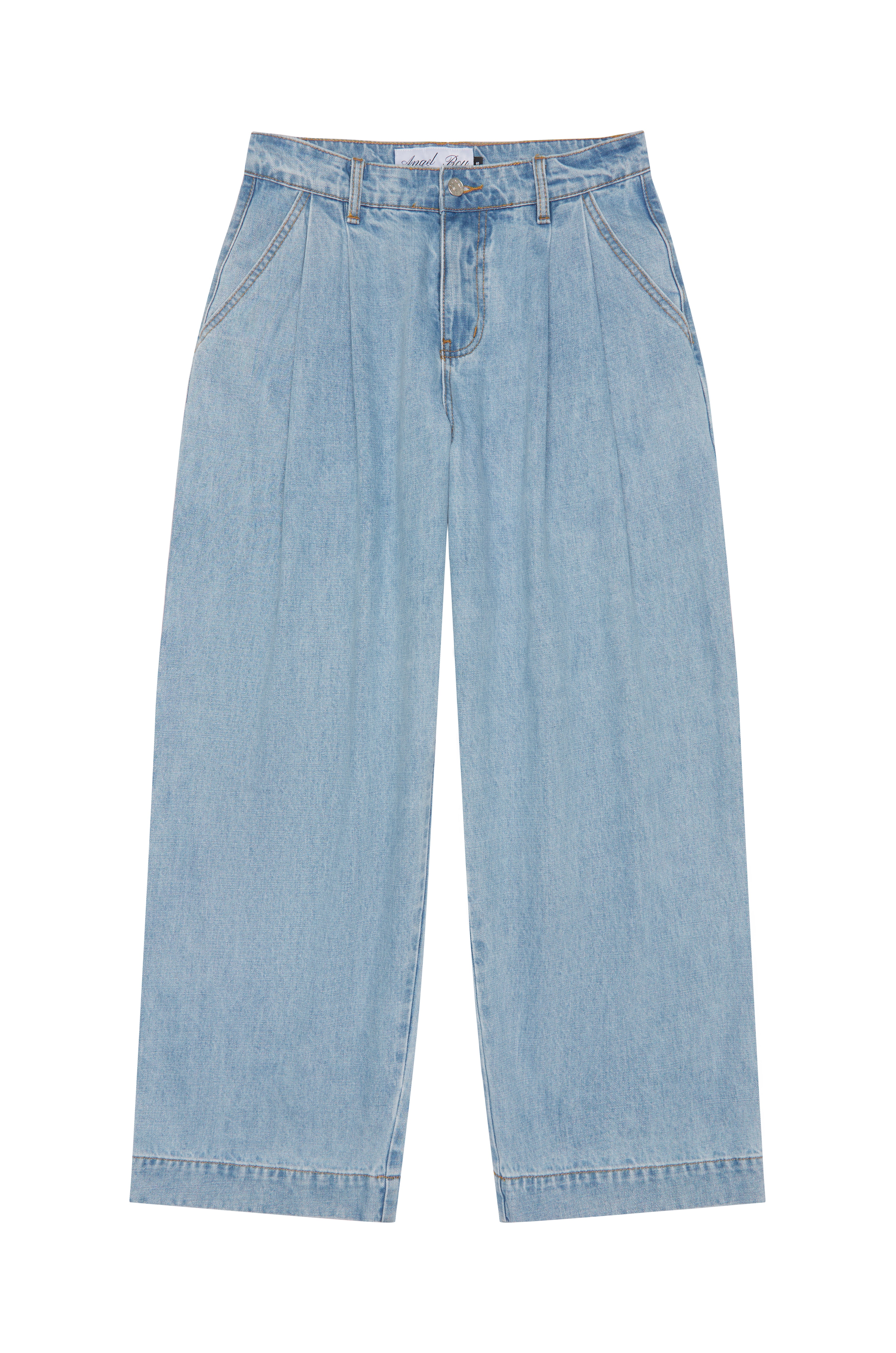 Double Pleated Light Blue Denim