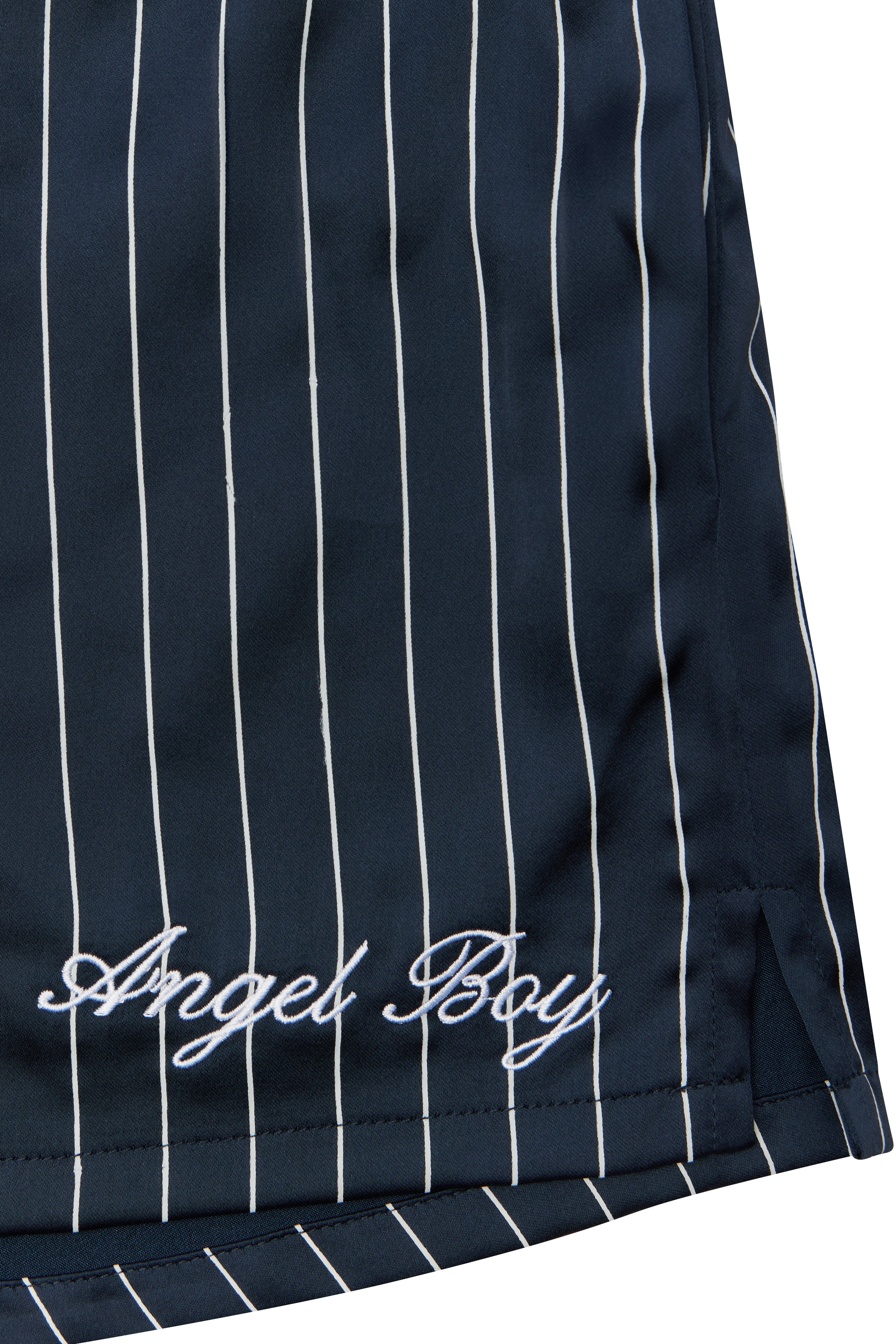 Navy Pinstriped Sport Shorts