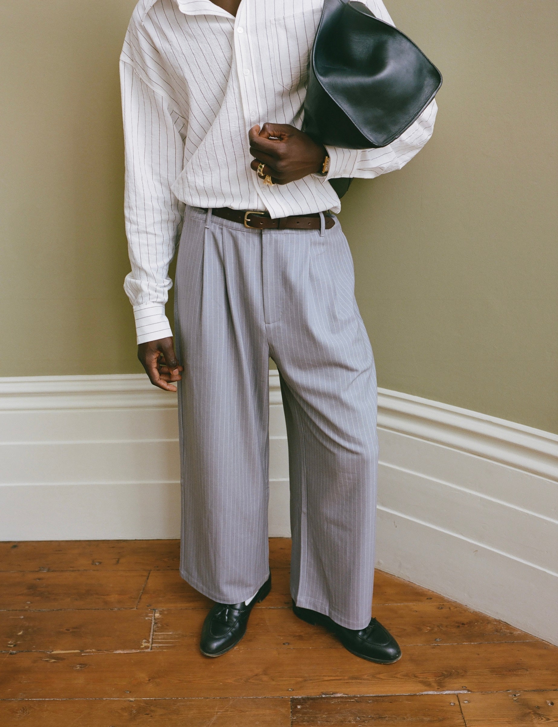 Grey Pinstripe Pants