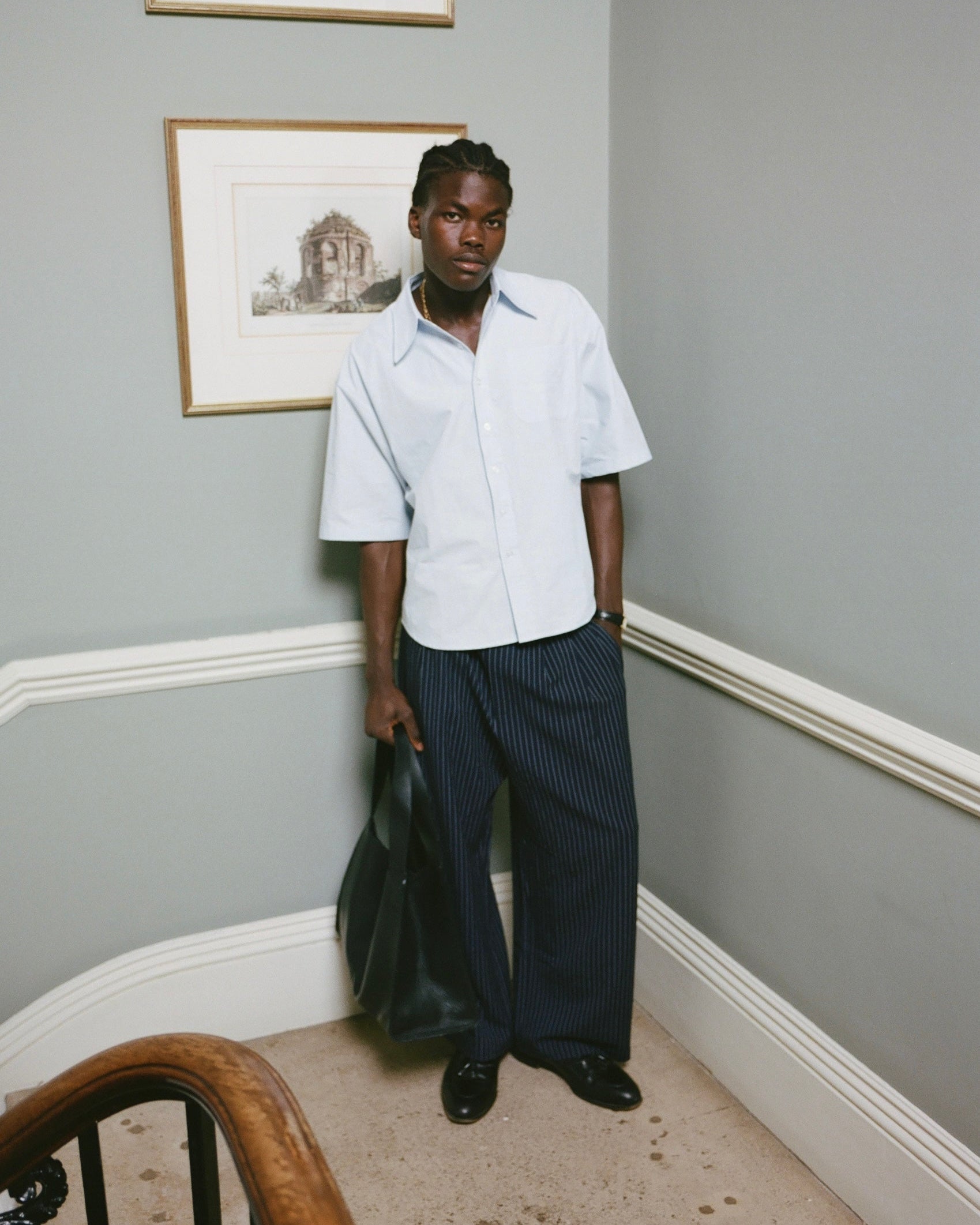 Blue Short Sleeve Button Up