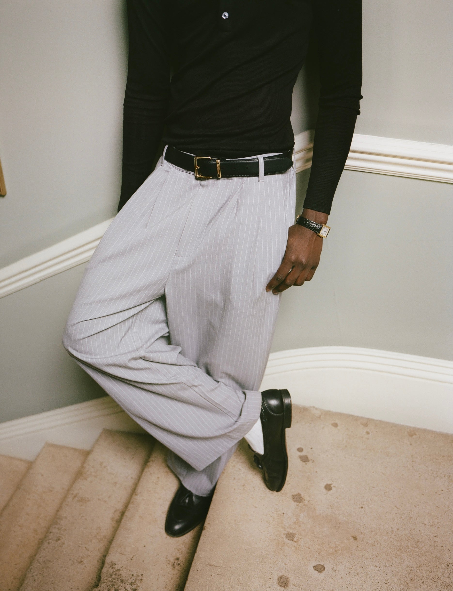 Grey Pinstripe Pants