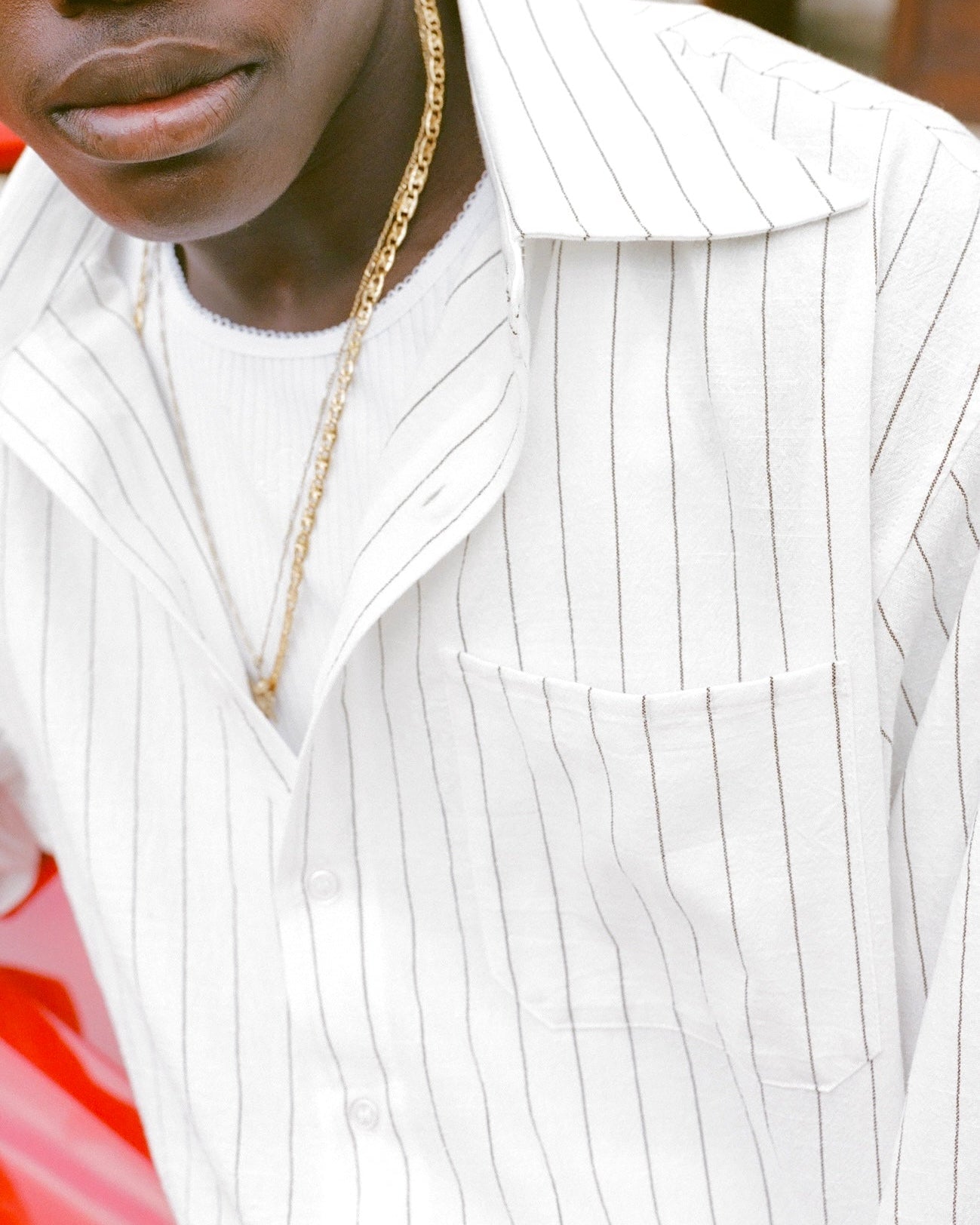 White Pinstriped Long Sleeve Shirt
