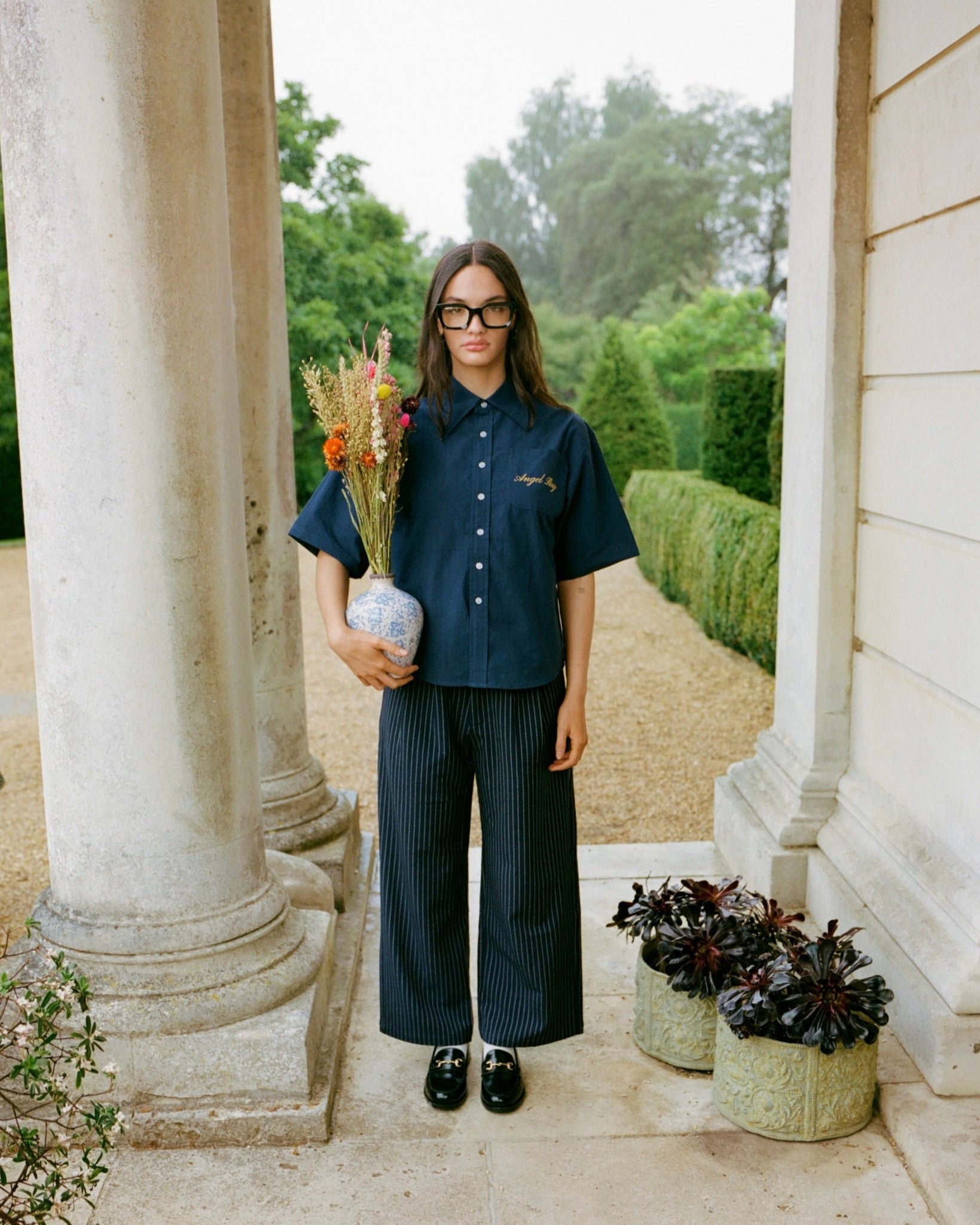 Navy Short Sleeve Button Up