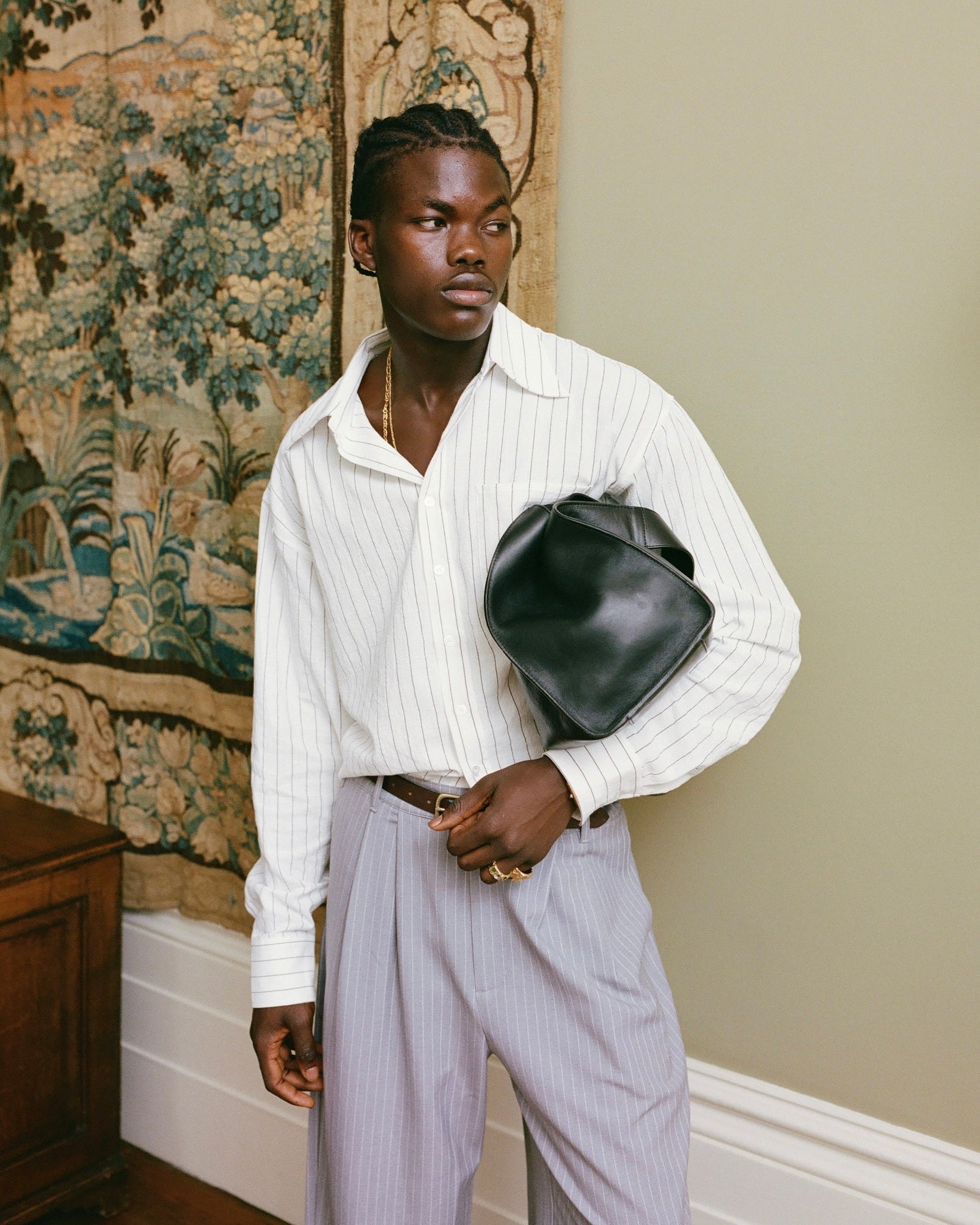 White Pinstriped Long Sleeve Shirt