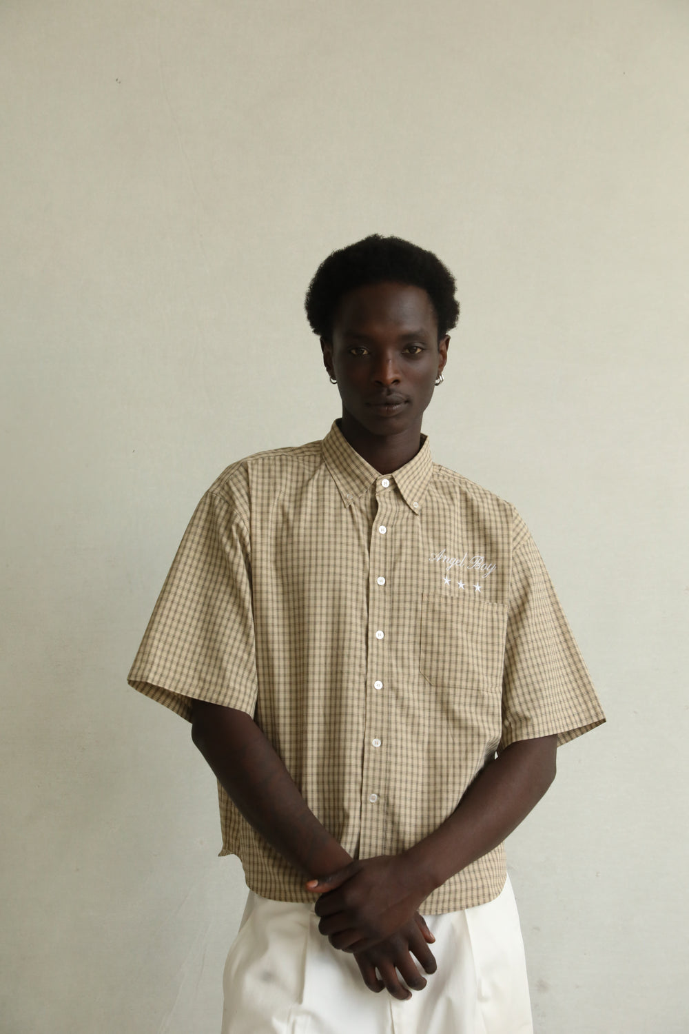 Angel Boy Beige Checkered Shirt
