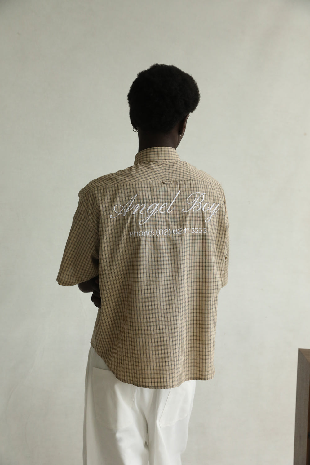 Angel Boy Beige Checkered Shirt