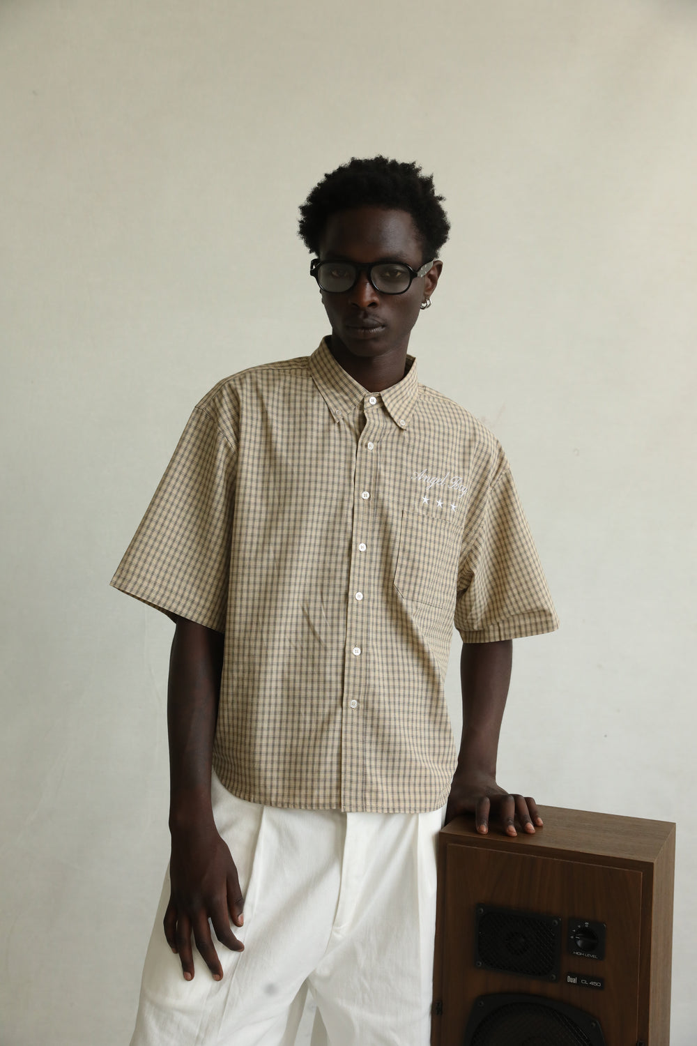 Angel Boy Beige Checkered Shirt