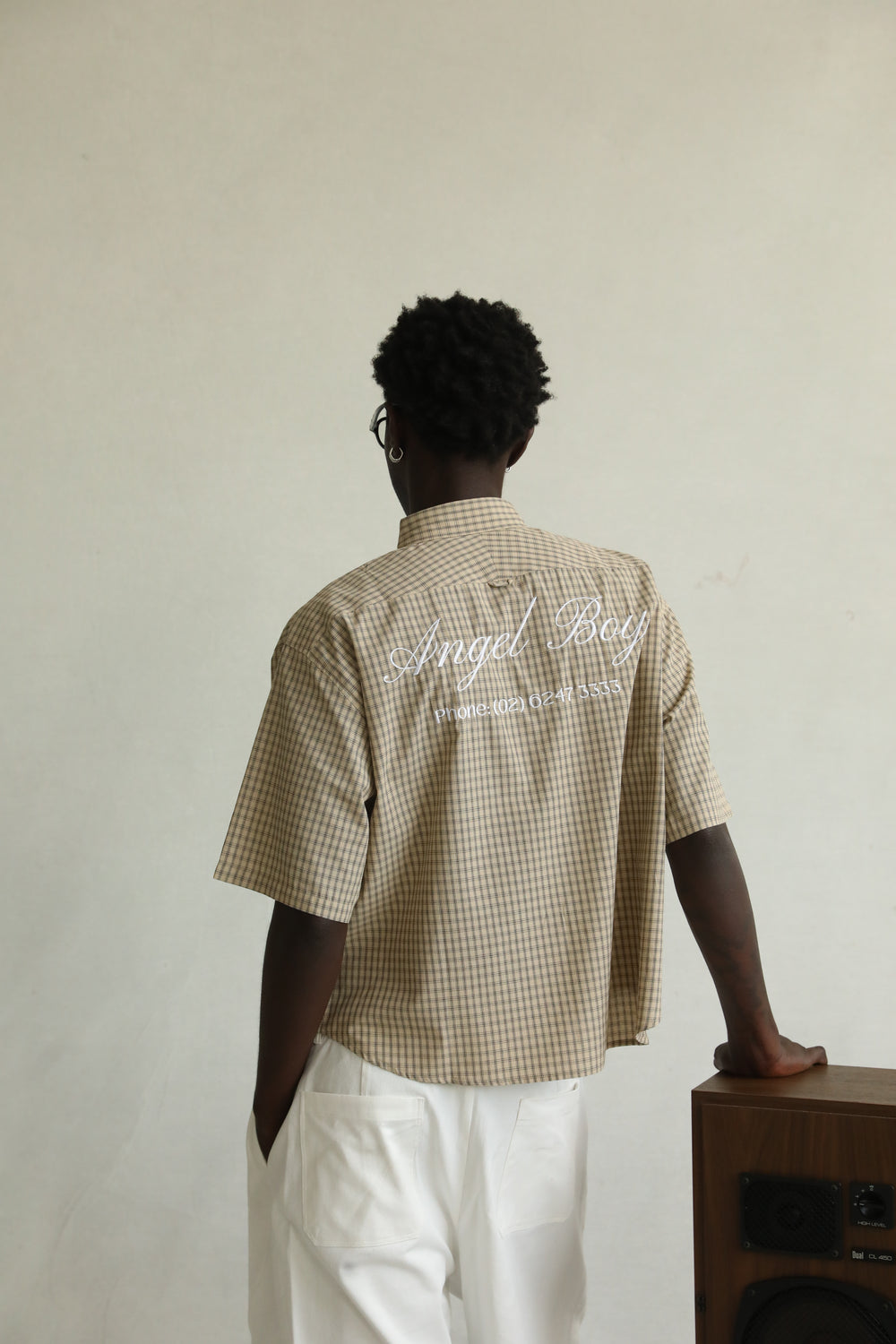 Angel Boy Beige Checkered Shirt