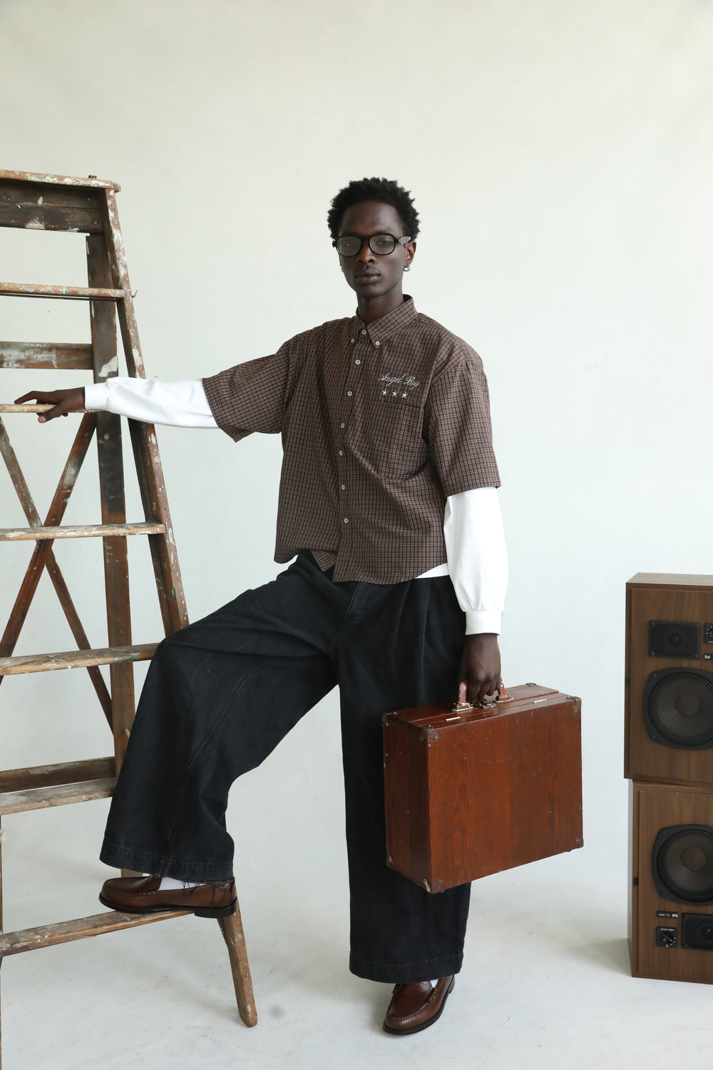 Angel Boy Brown Checkered Shirt