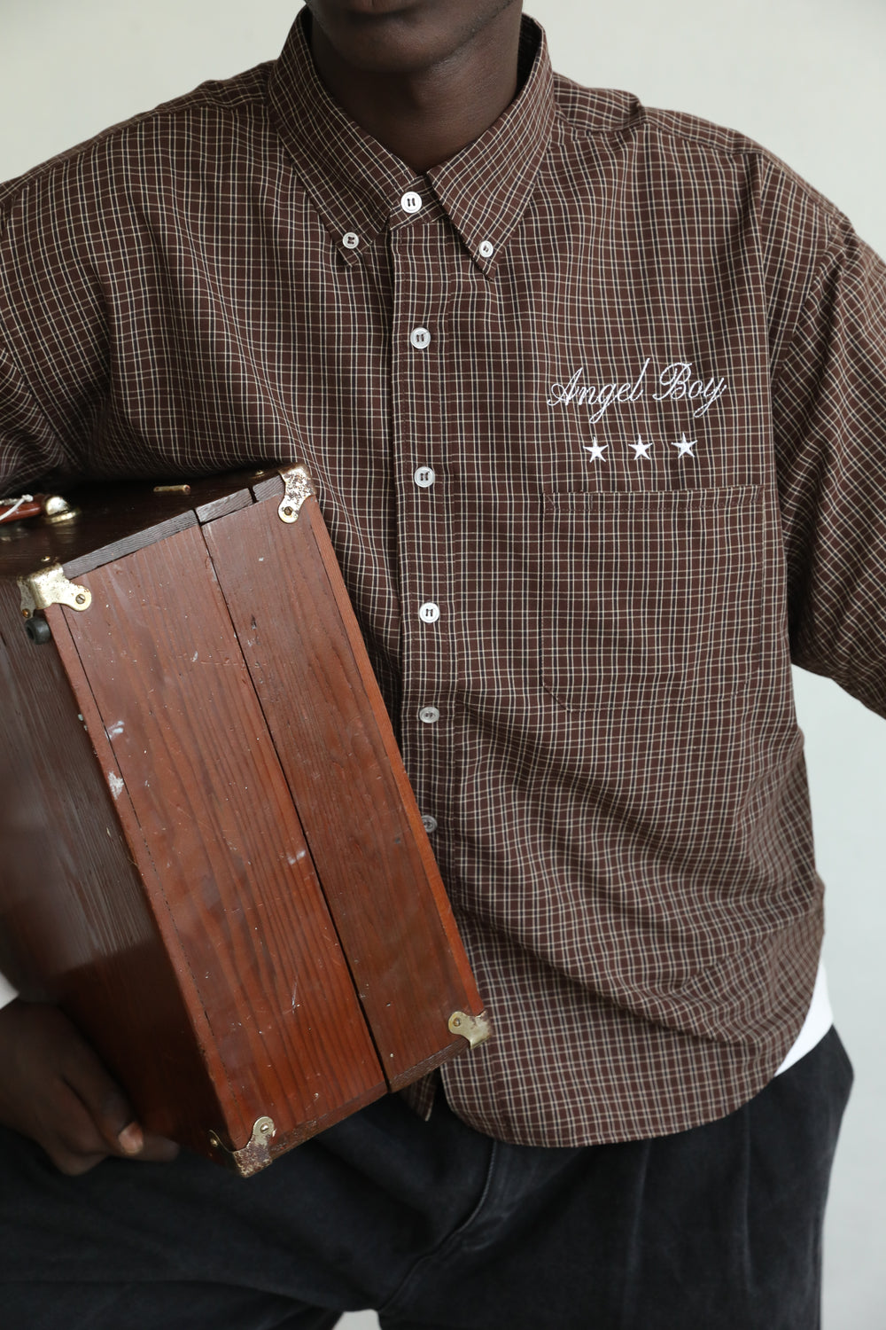 Angel Boy Brown Checkered Shirt