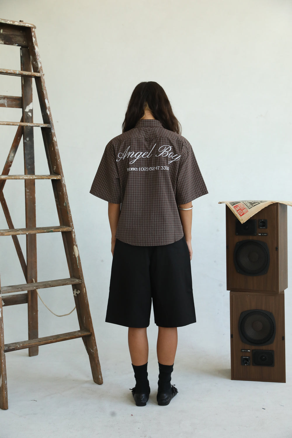 Angel Boy Brown Checkered Shirt