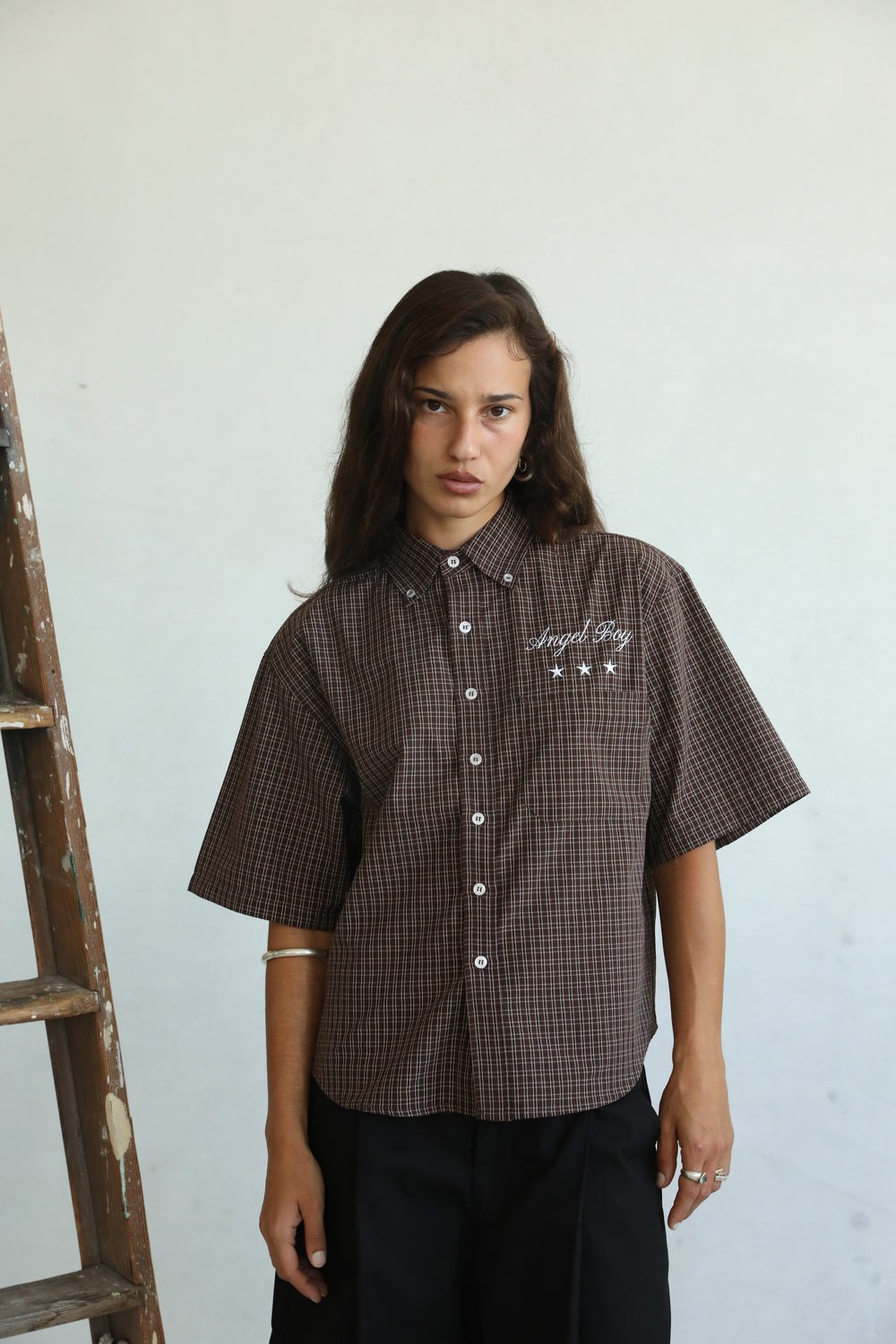 Angel Boy Brown Checkered Shirt