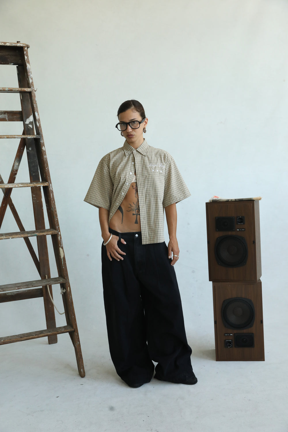 Angel Boy Beige Checkered Shirt