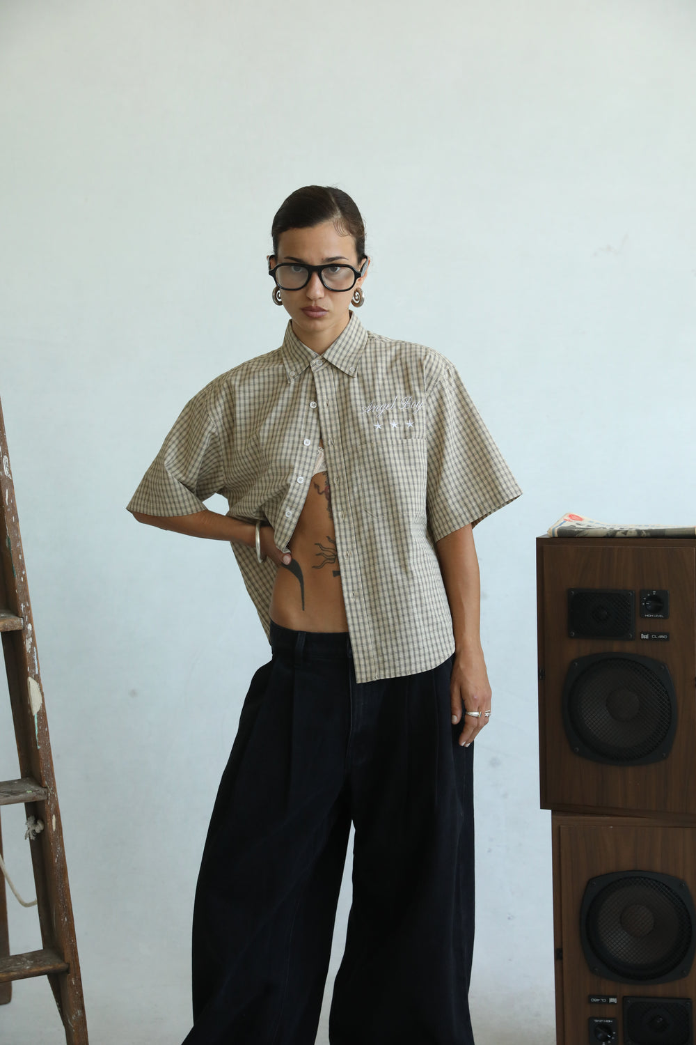 Angel Boy Beige Checkered Shirt