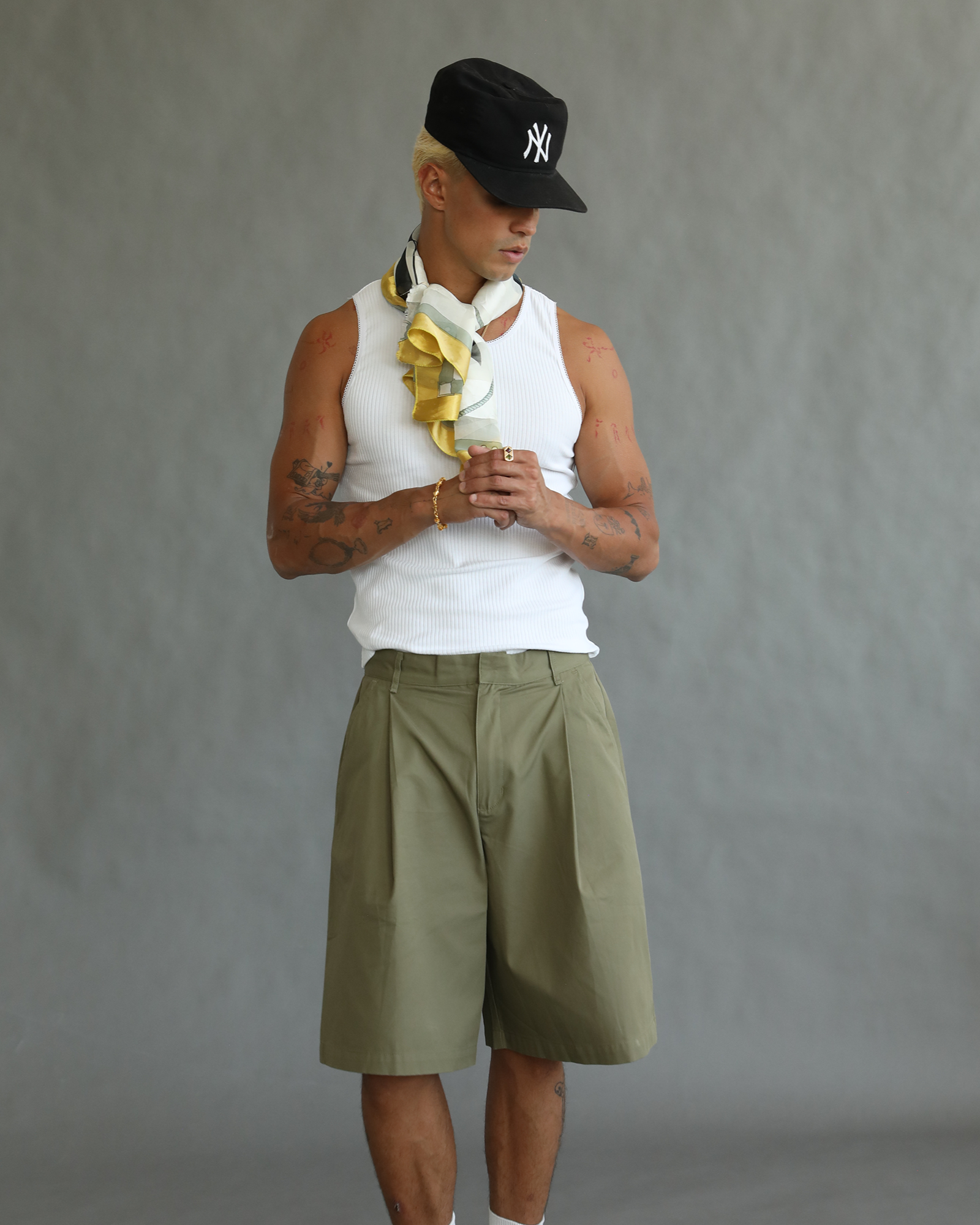 Olive Pleated Shorts