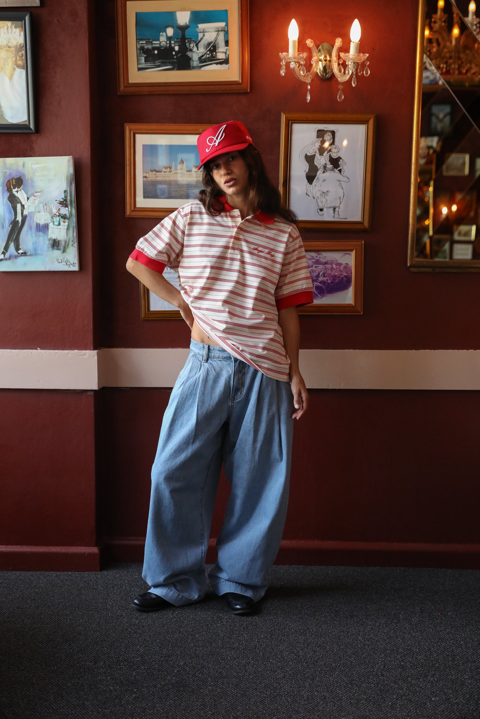 Double Pleated Light Blue Denim