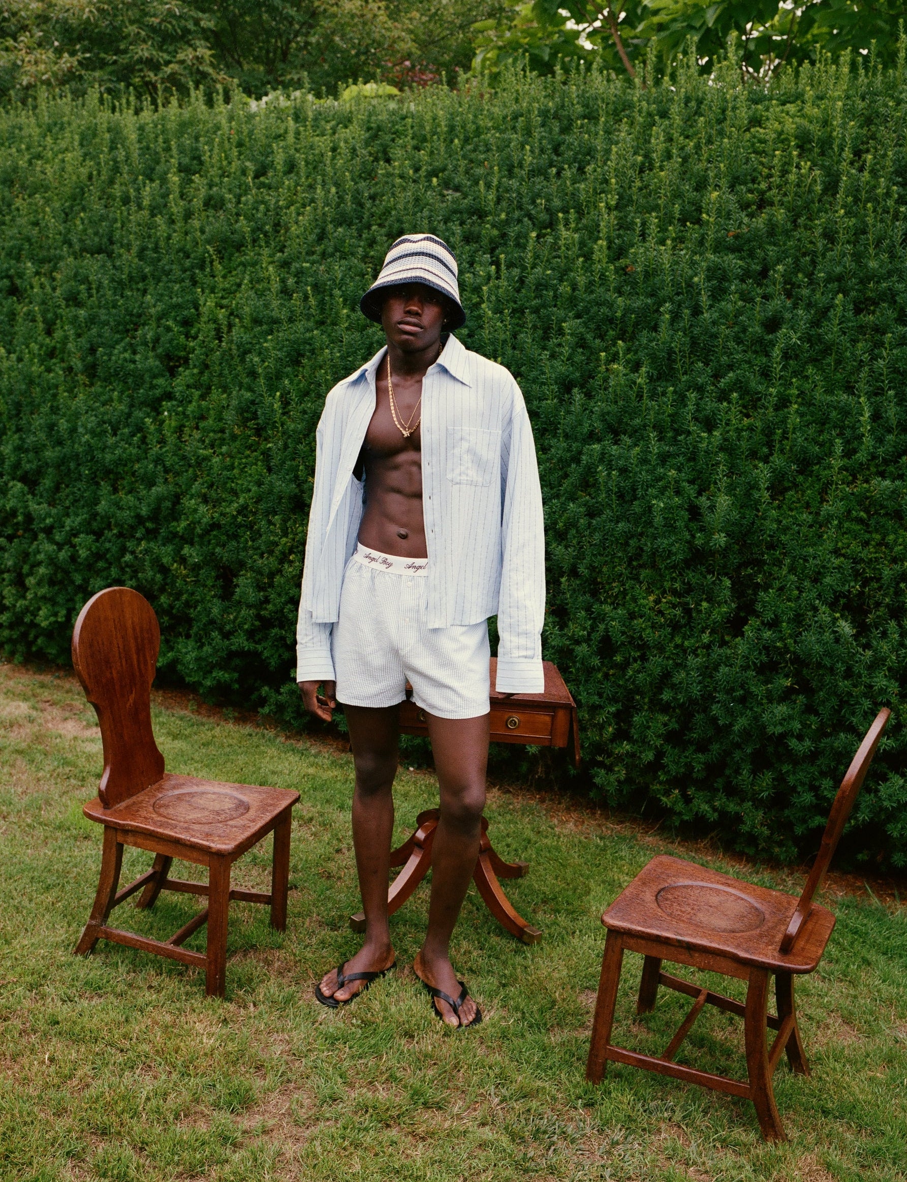 White Pinstripe Boxers