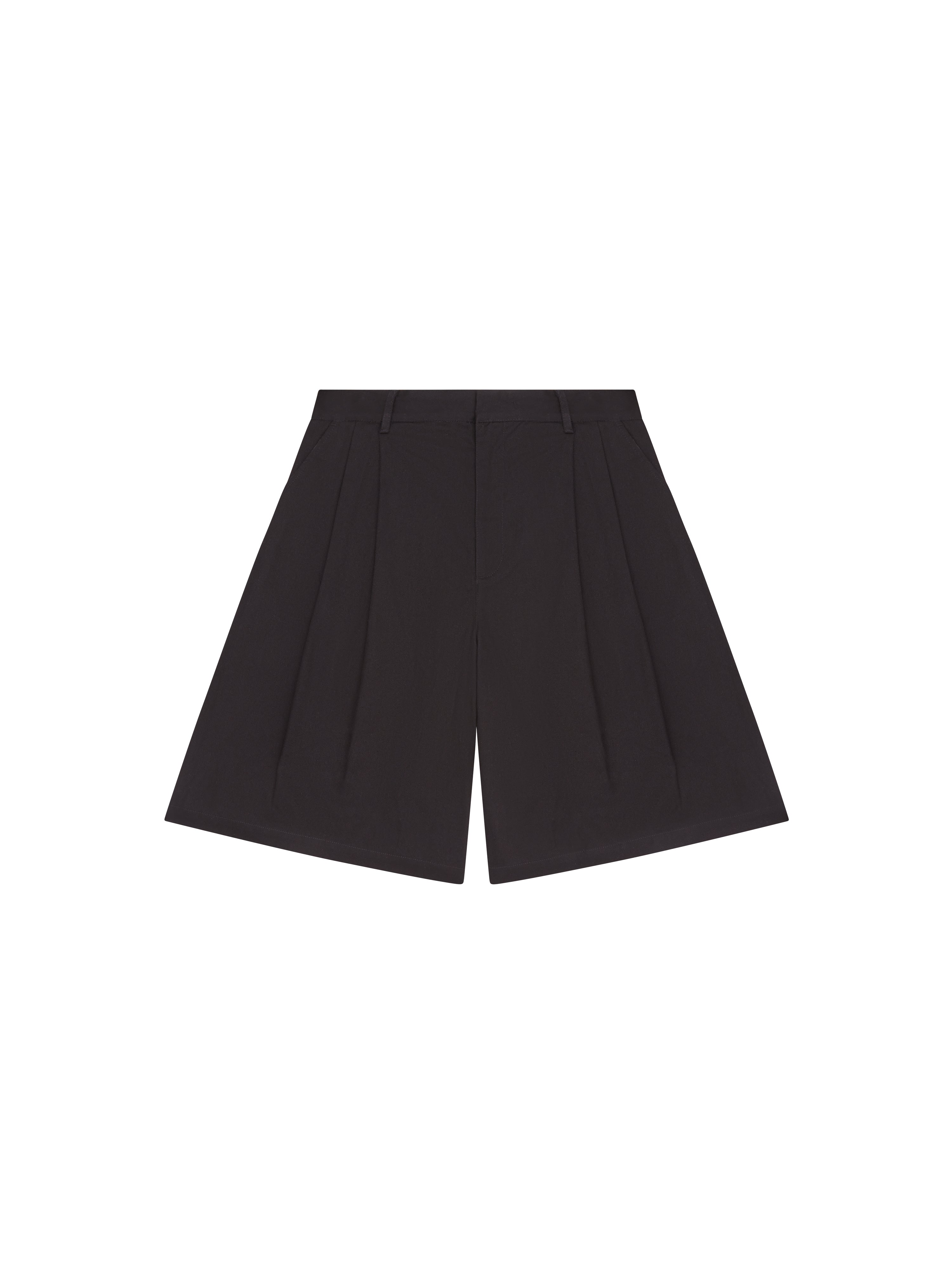 Black Double Pleated Shorts