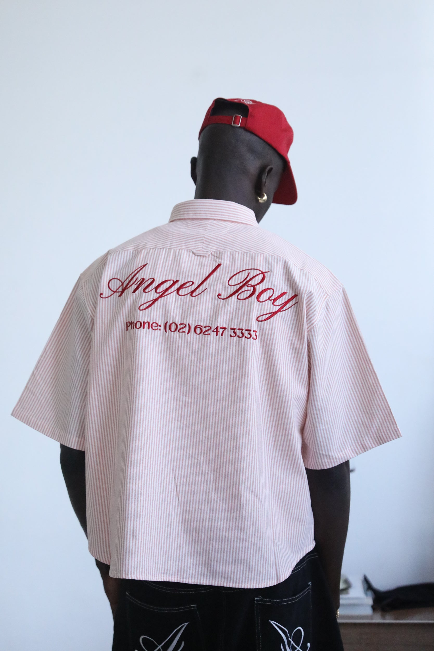 Angel Boy Red Pinstripe Shirt