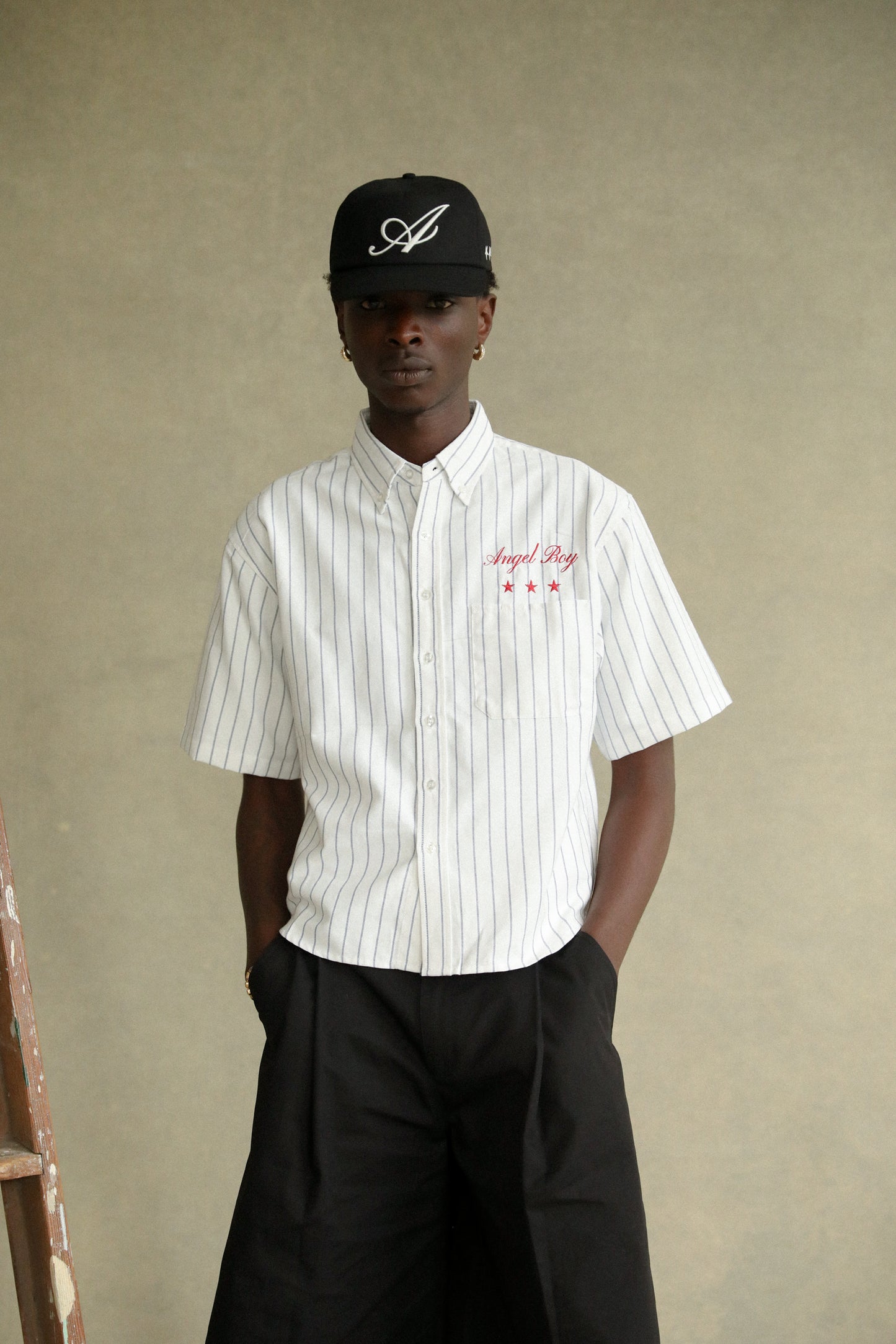 Angel Boy Black Pinstripe Shirt