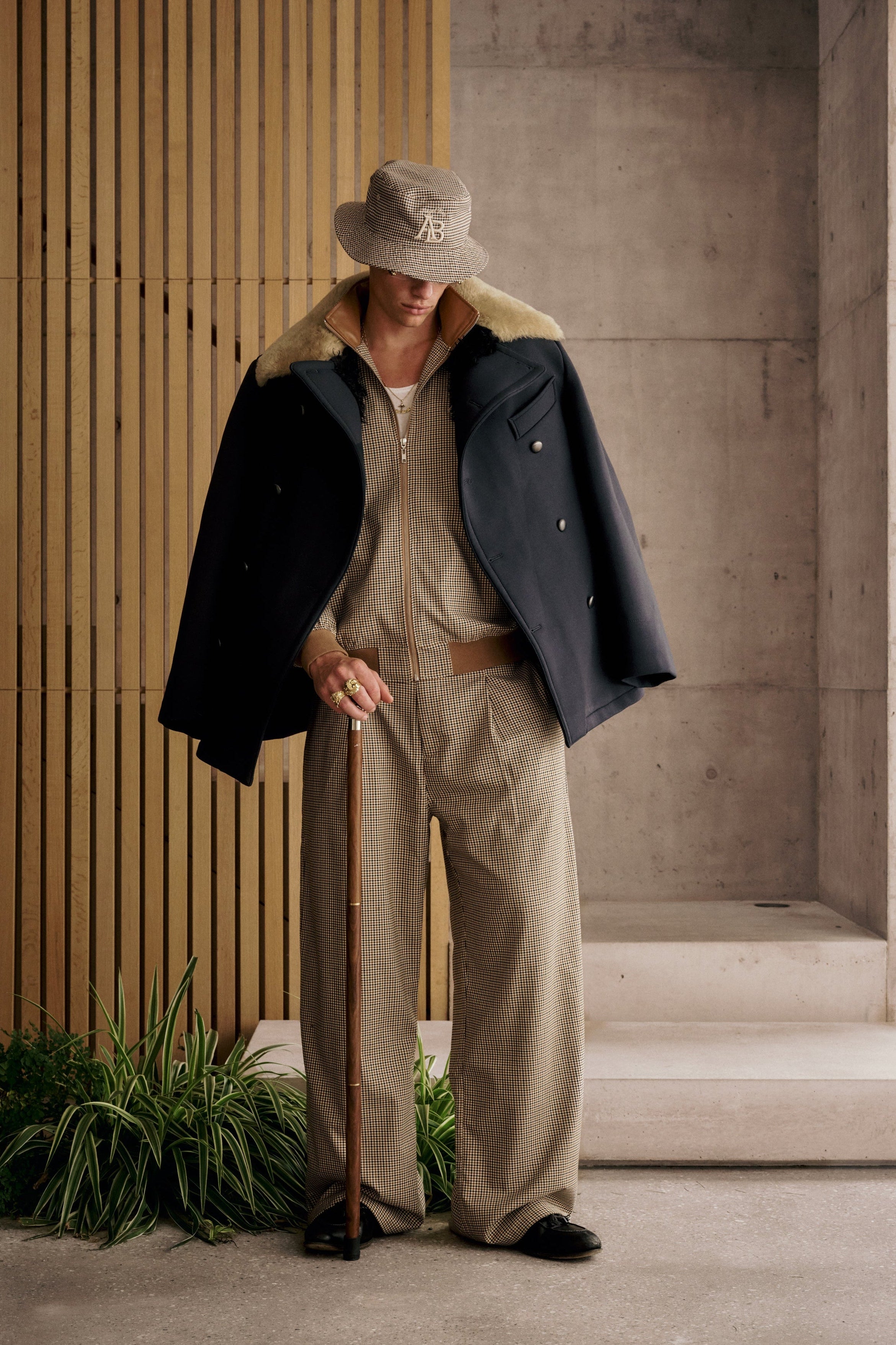 Houndstooth Pleated Pants