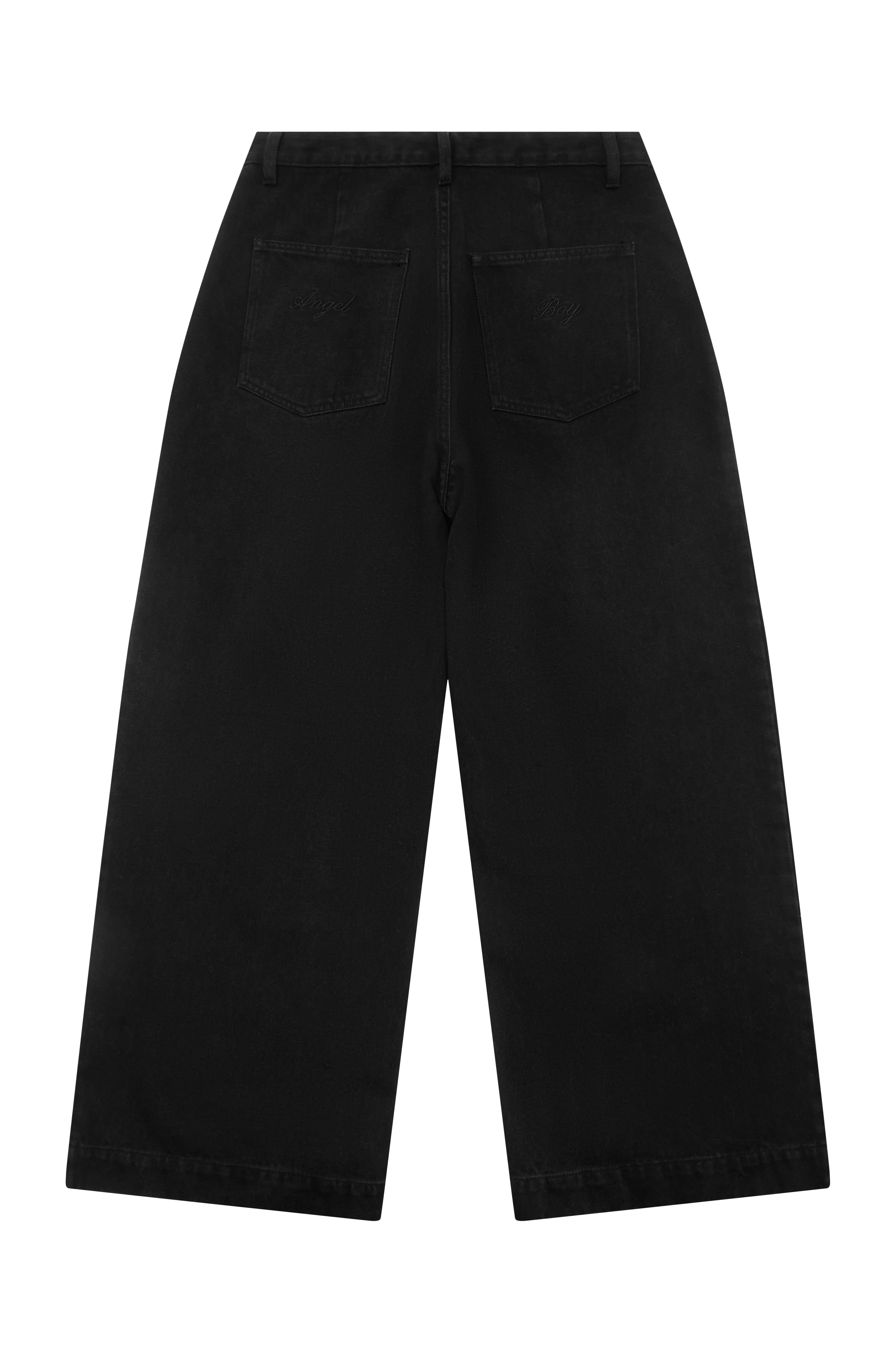 AB Double Pleated Black Denim