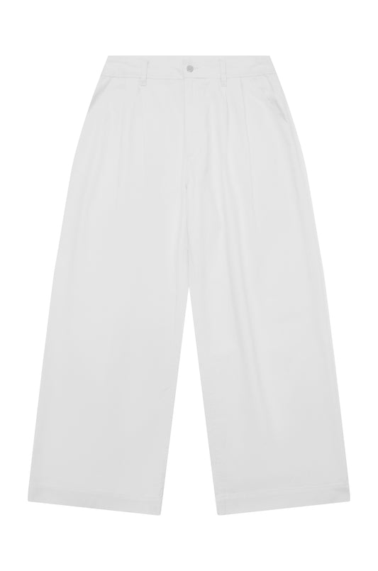 AB Double Pleated White Denim