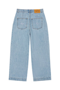 Double Pleated Light Blue Denim