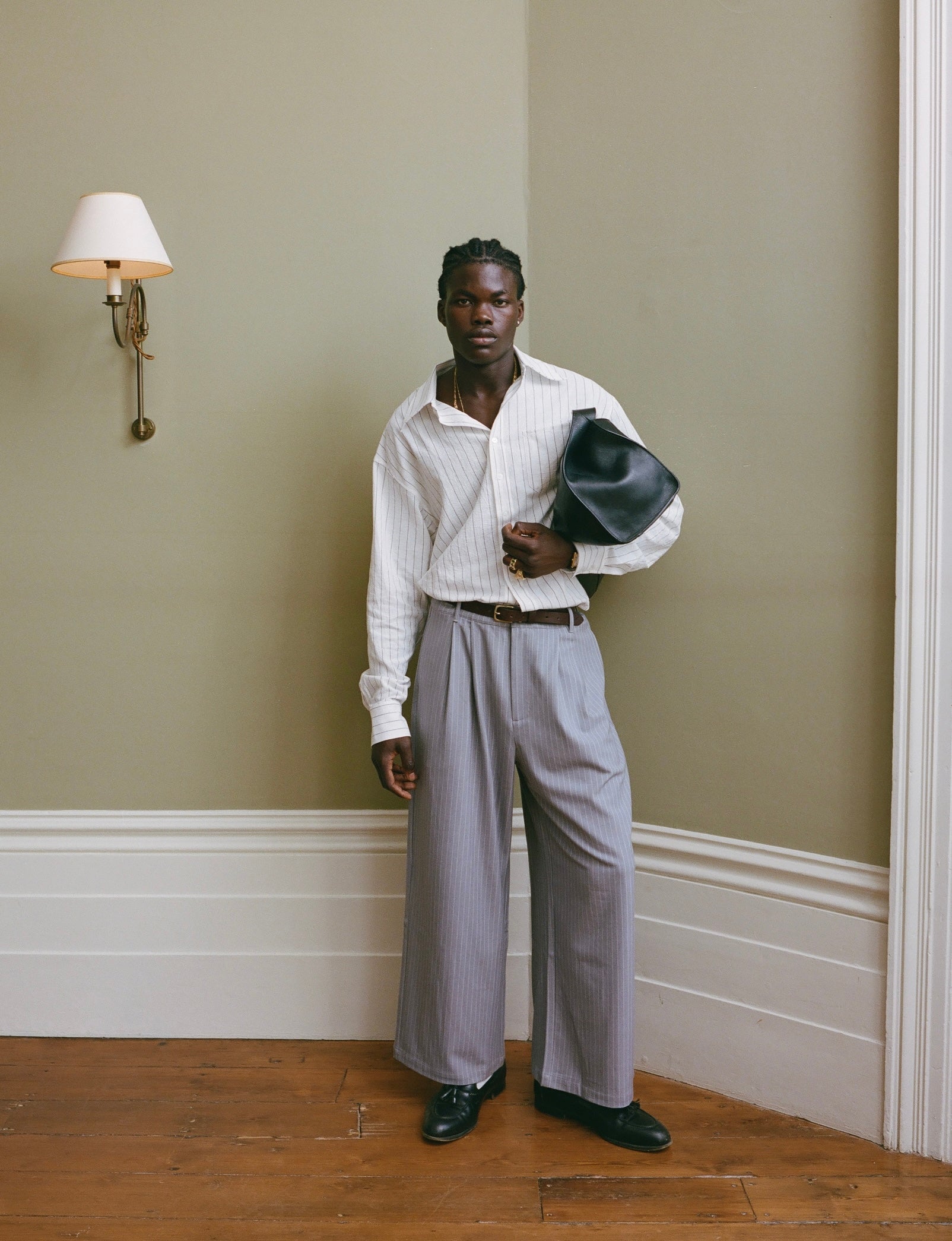Grey Pinstripe Pants
