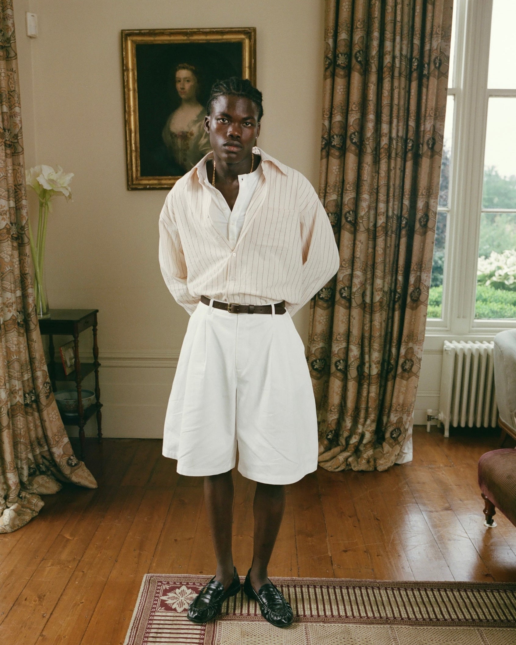 White Double Pleated Shorts