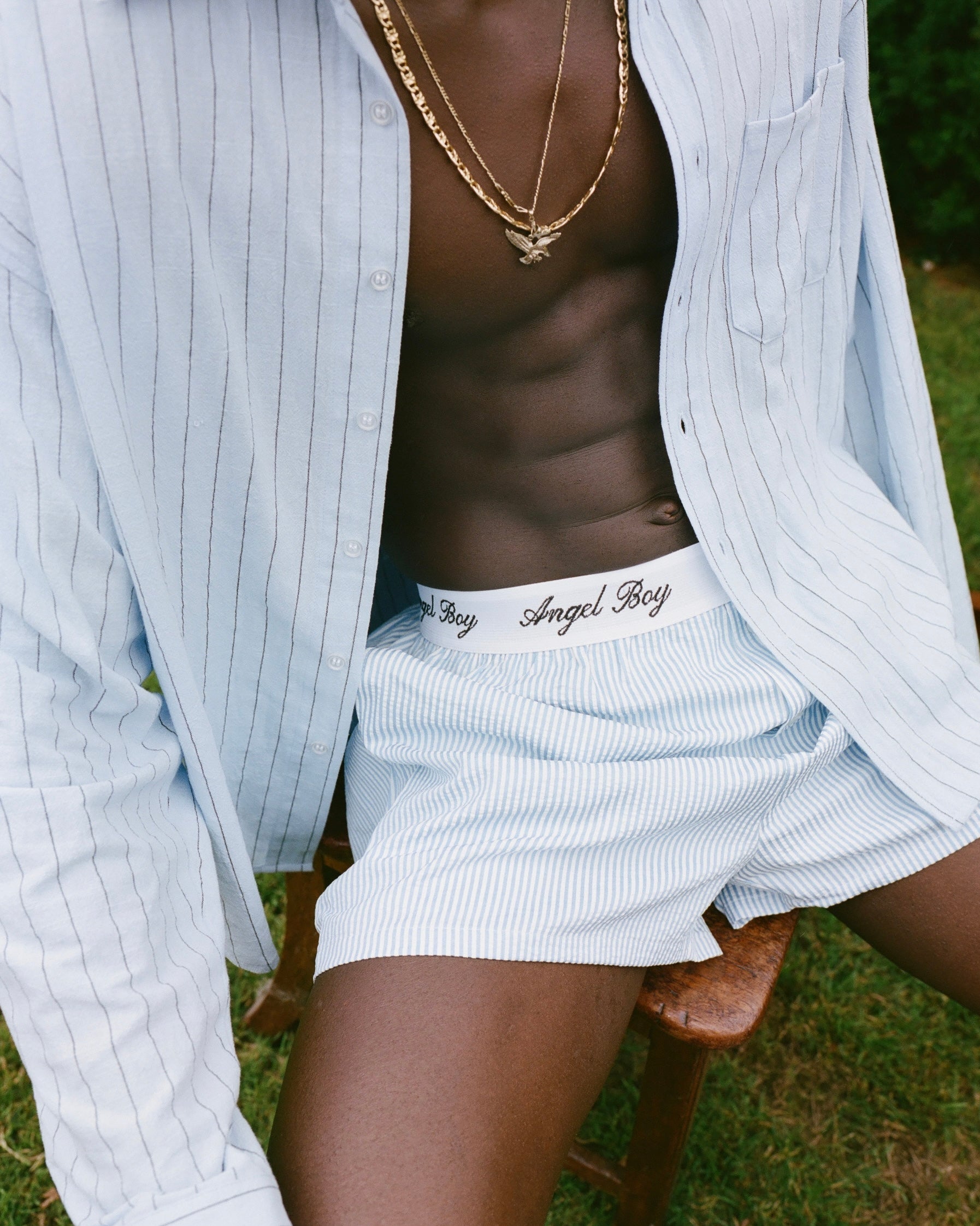 Blue Pinstriped Long Sleeve Shirt