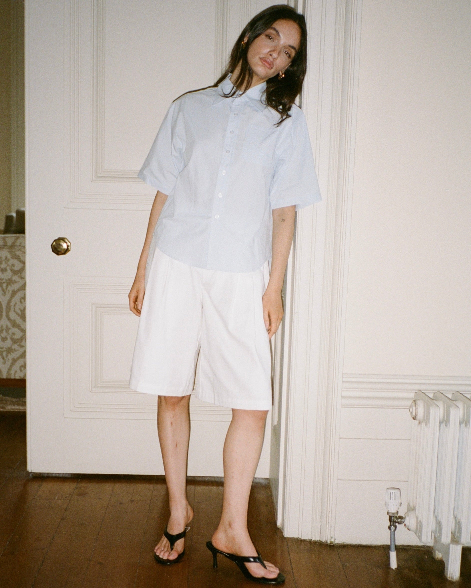 Blue Short Sleeve Button Up