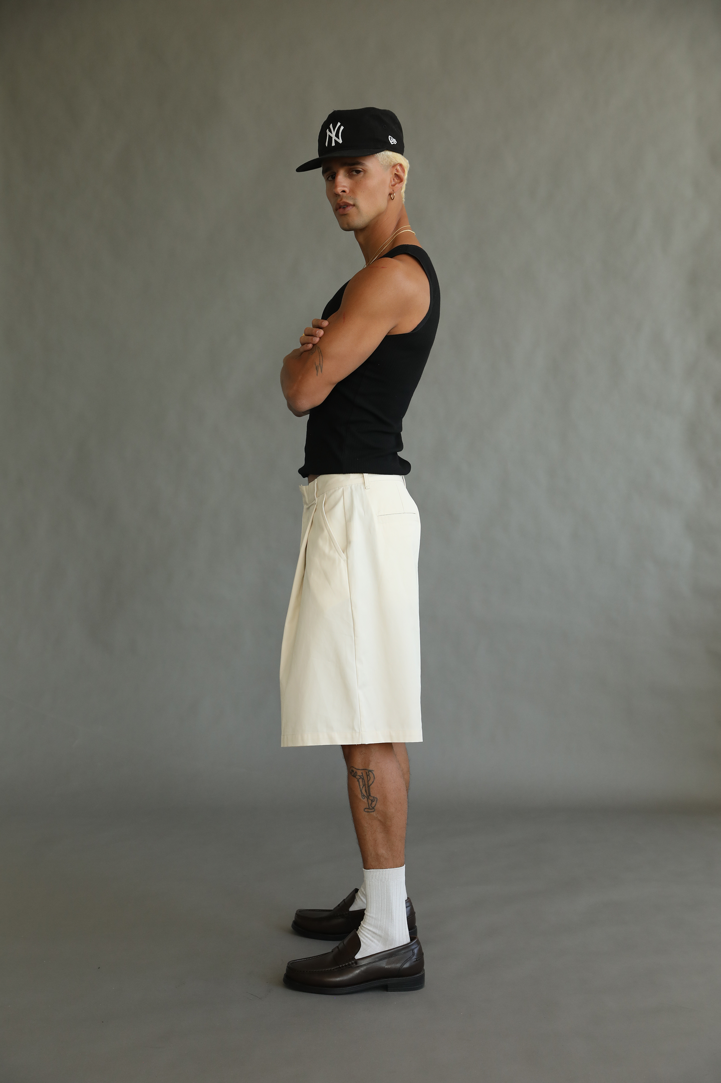 White Pleated Shorts