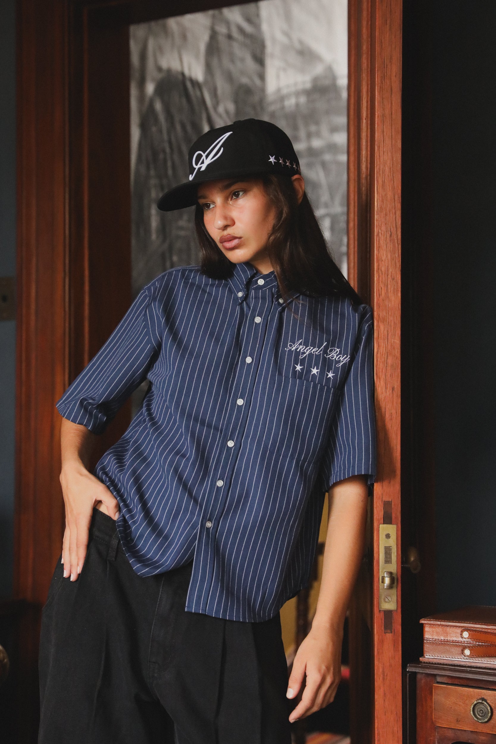 Angel Boy Navy Pinstripe Shirt