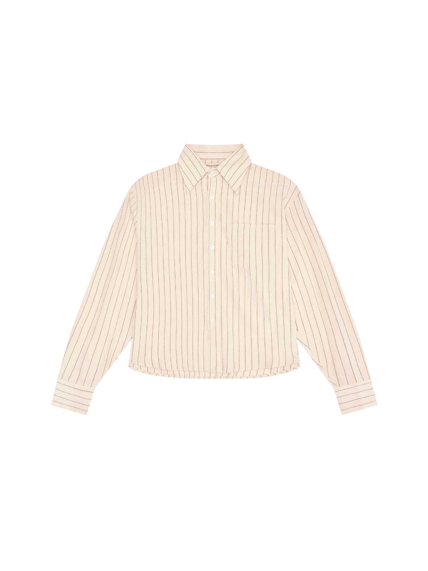 Beige Pinstriped Long Sleeve Shirt