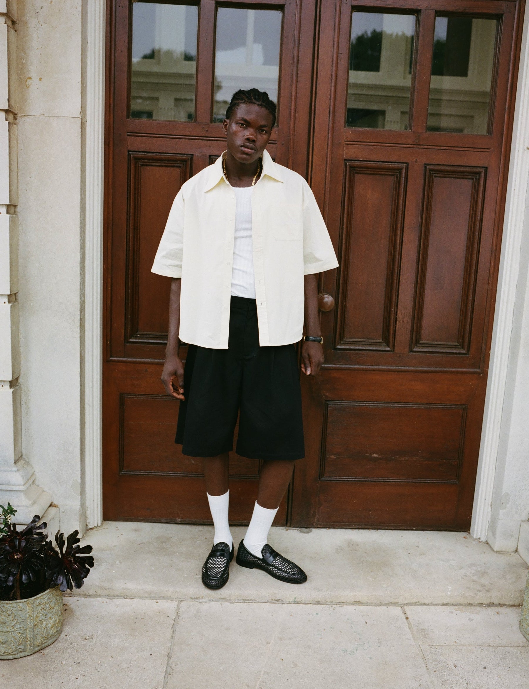 Pre-Order: Black Double Pleated Shorts